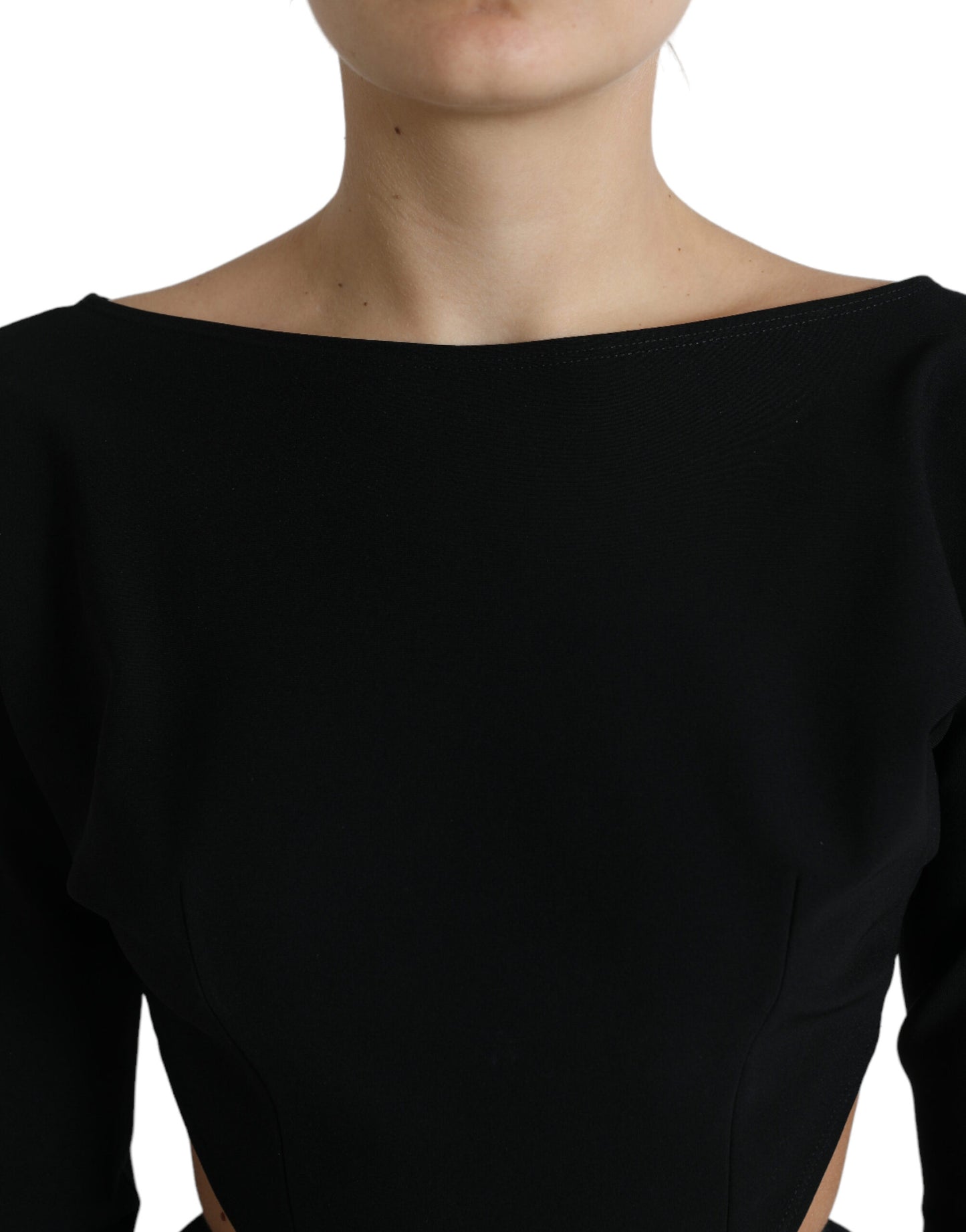 Dolce & Gabbana Black Viscose Cut Out A-line Long Sleeves Mini Dress Dolce & Gabbana