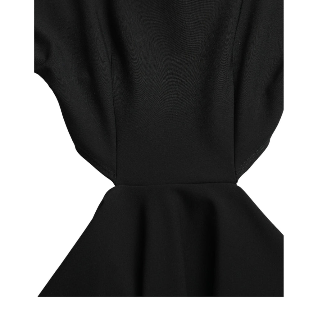 Dolce & Gabbana Black Viscose Cut Out A-line Long Sleeves Mini Dress
