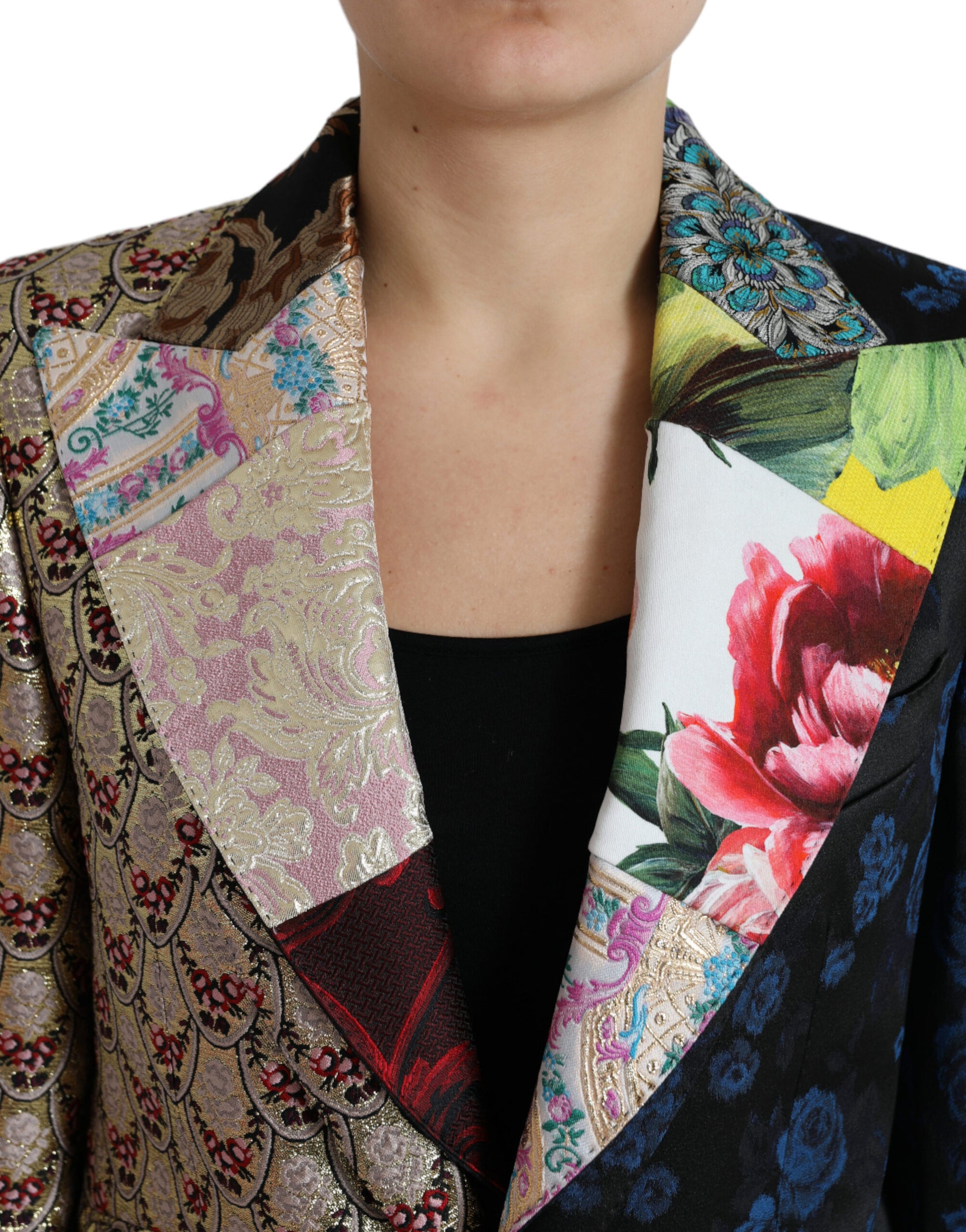 Dolce & Gabbana Multicolor Floral Patchwork Jacquard Jacket Dolce & Gabbana
