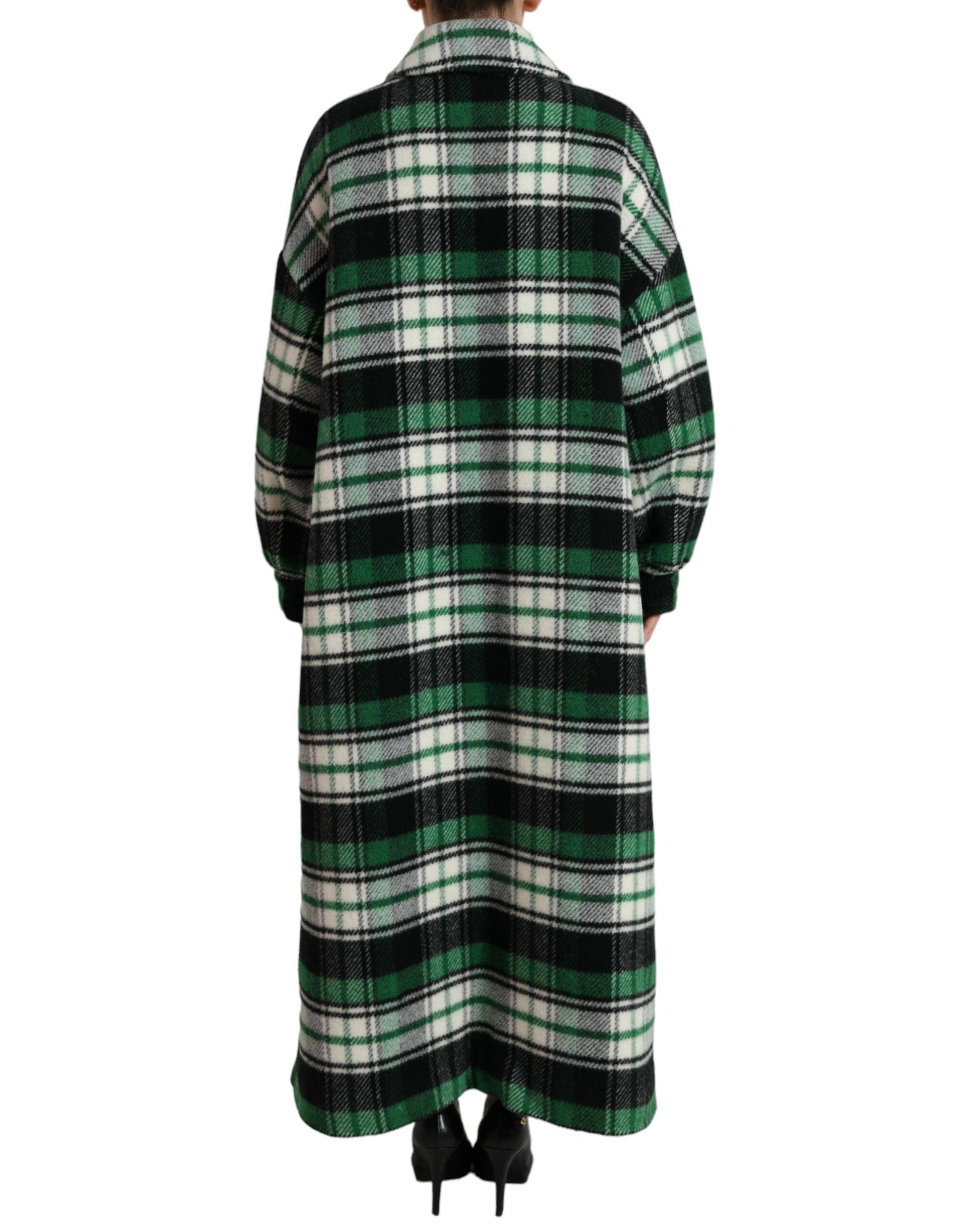 Dolce & Gabbana Green Plaid Long Sleeve Casual Coat Jacket Dolce & Gabbana