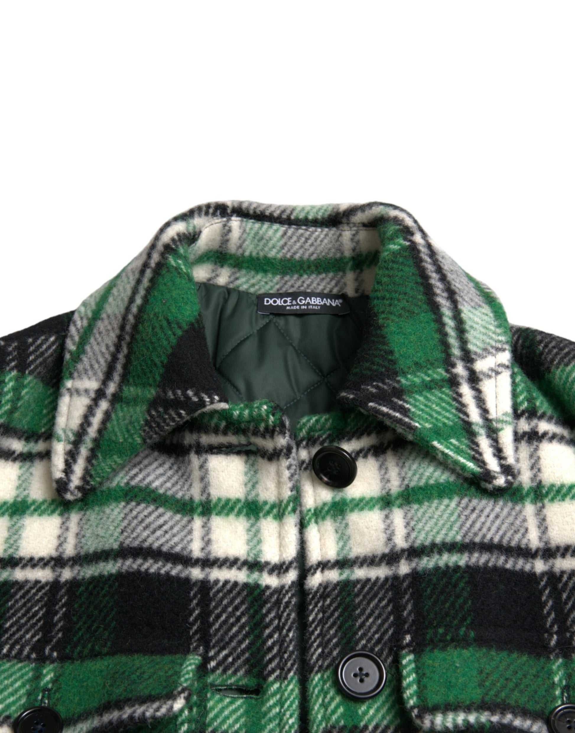 Dolce & Gabbana Green Plaid Long Sleeve Casual Coat Jacket Dolce & Gabbana