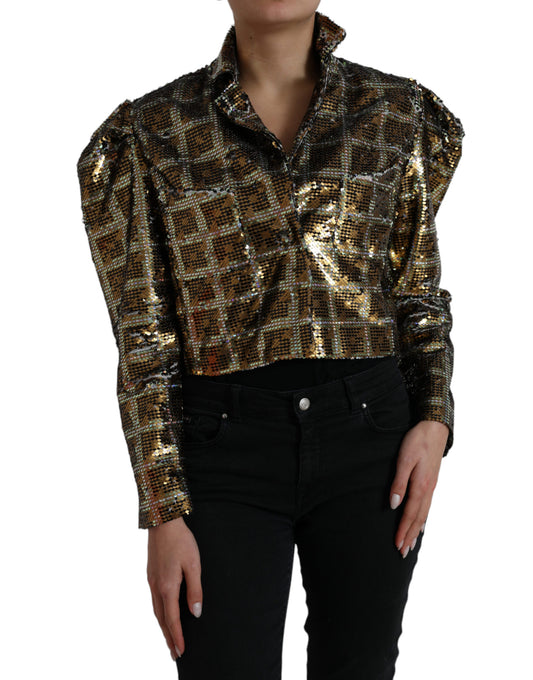Dolce & Gabbana Multicolor Polyester Sequined Cropped Jacket Dolce & Gabbana