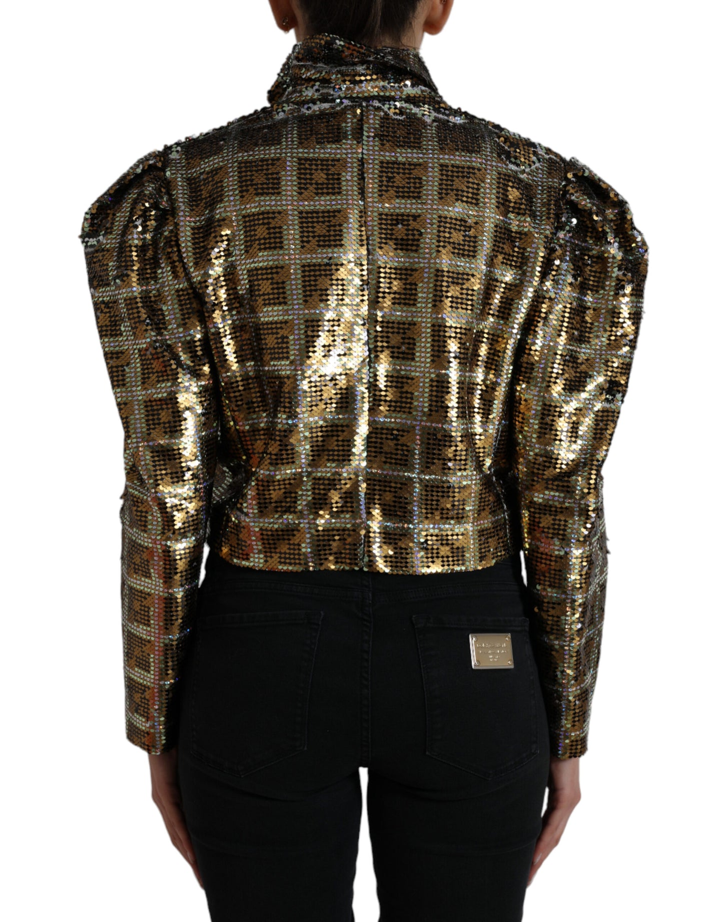 Dolce & Gabbana Multicolor Polyester Sequined Cropped Jacket Dolce & Gabbana