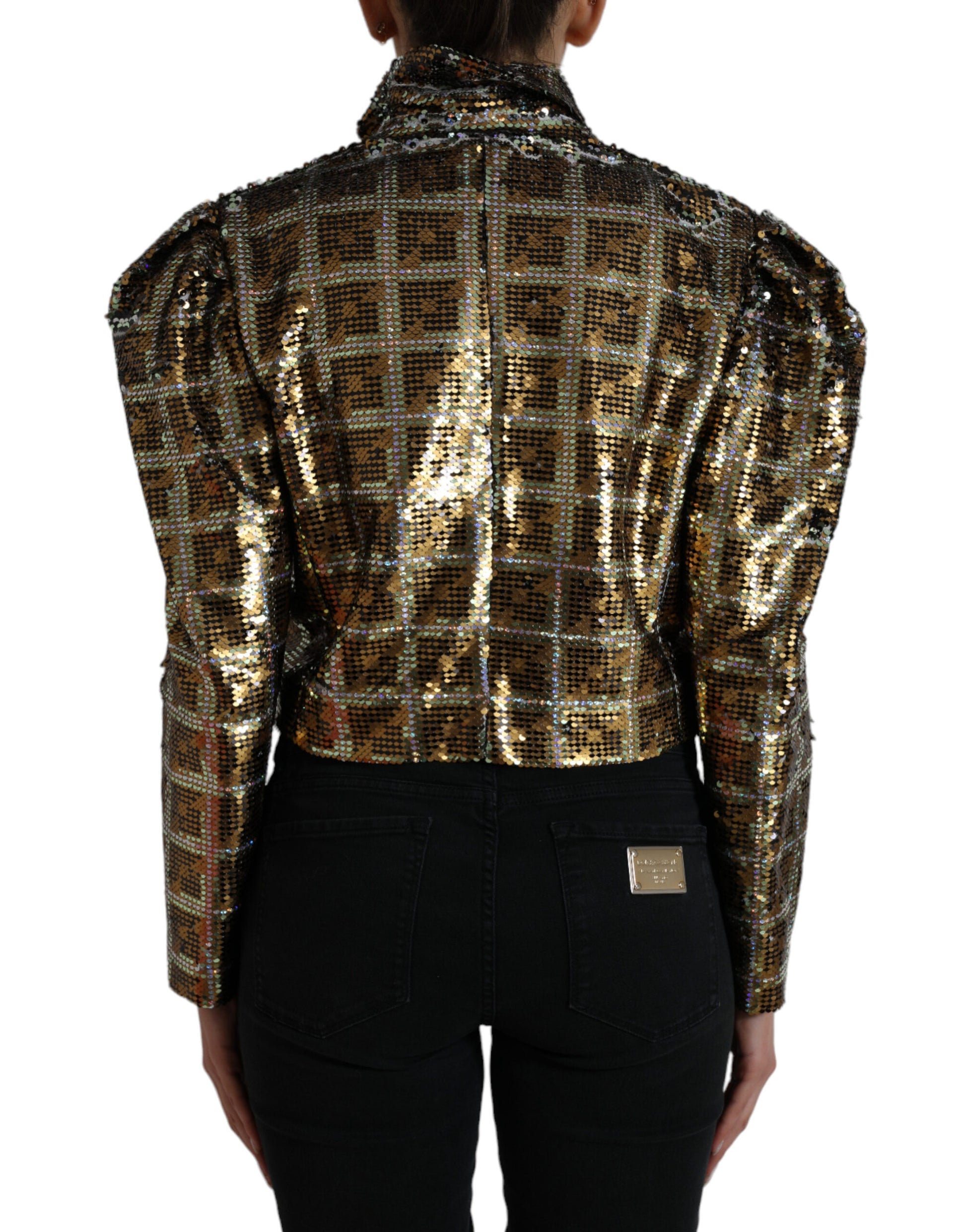 Dolce & Gabbana Multicolor Polyester Sequined Cropped Jacket Dolce & Gabbana