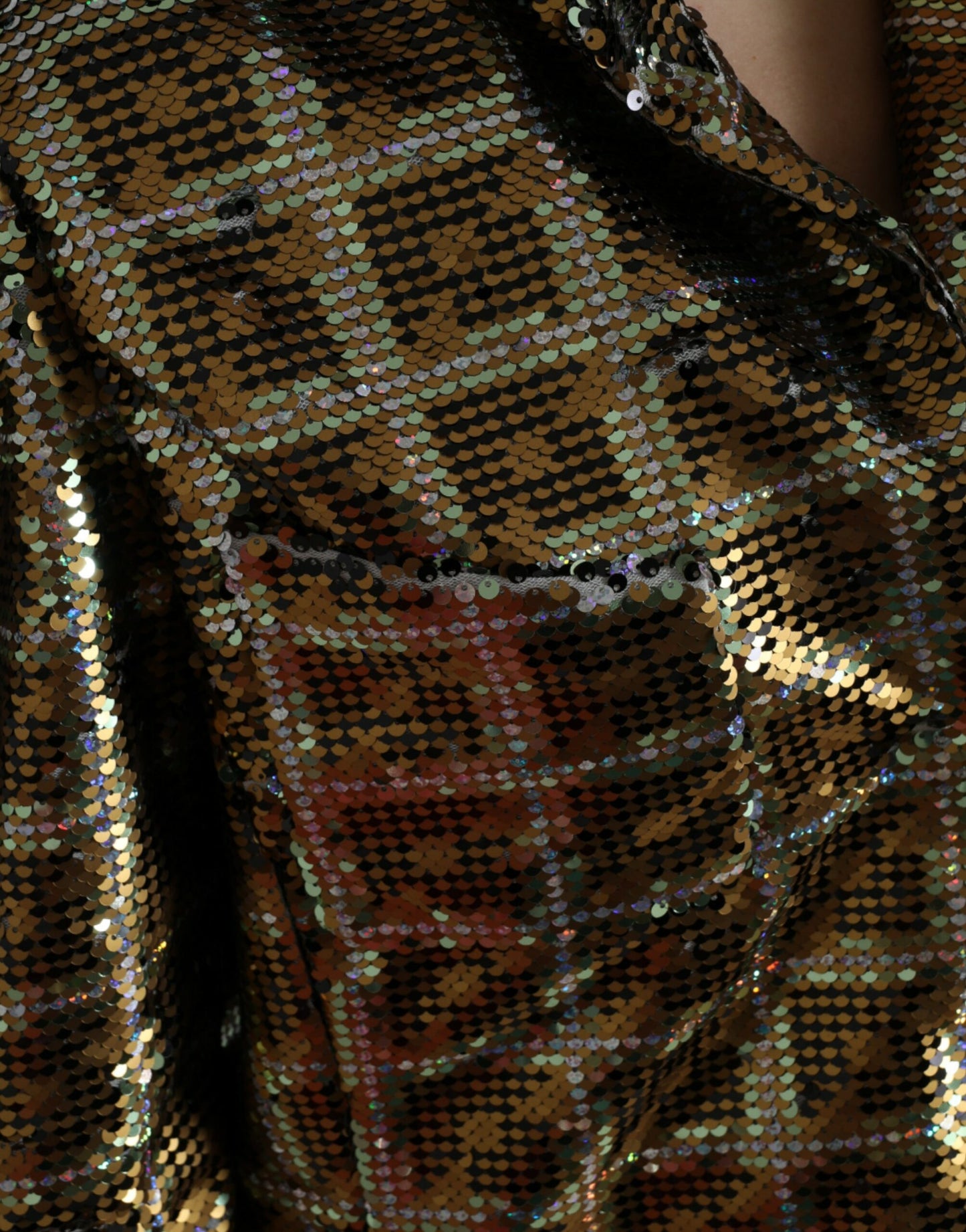 Dolce & Gabbana Multicolor Polyester Sequined Cropped Jacket Dolce & Gabbana
