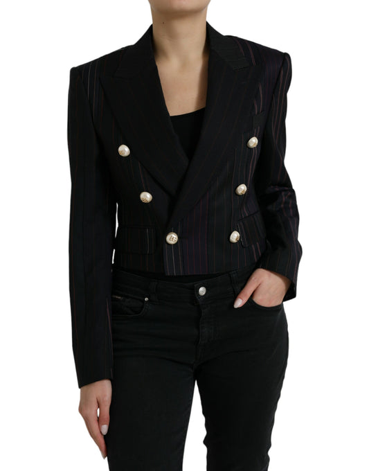 Dolce & Gabbana Black Striped SICILIA Double Breasted Jacket Dolce & Gabbana