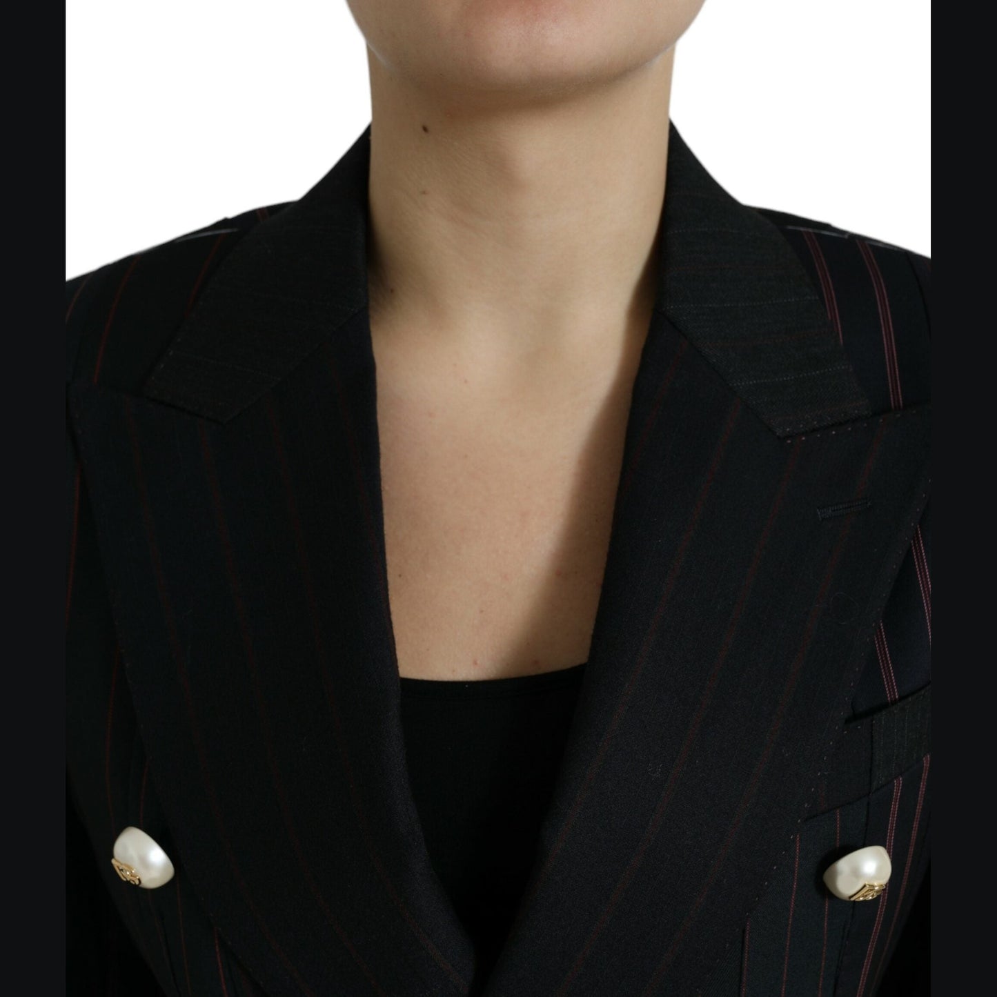 Dolce & Gabbana Black Striped SICILIA Double Breasted Jacket