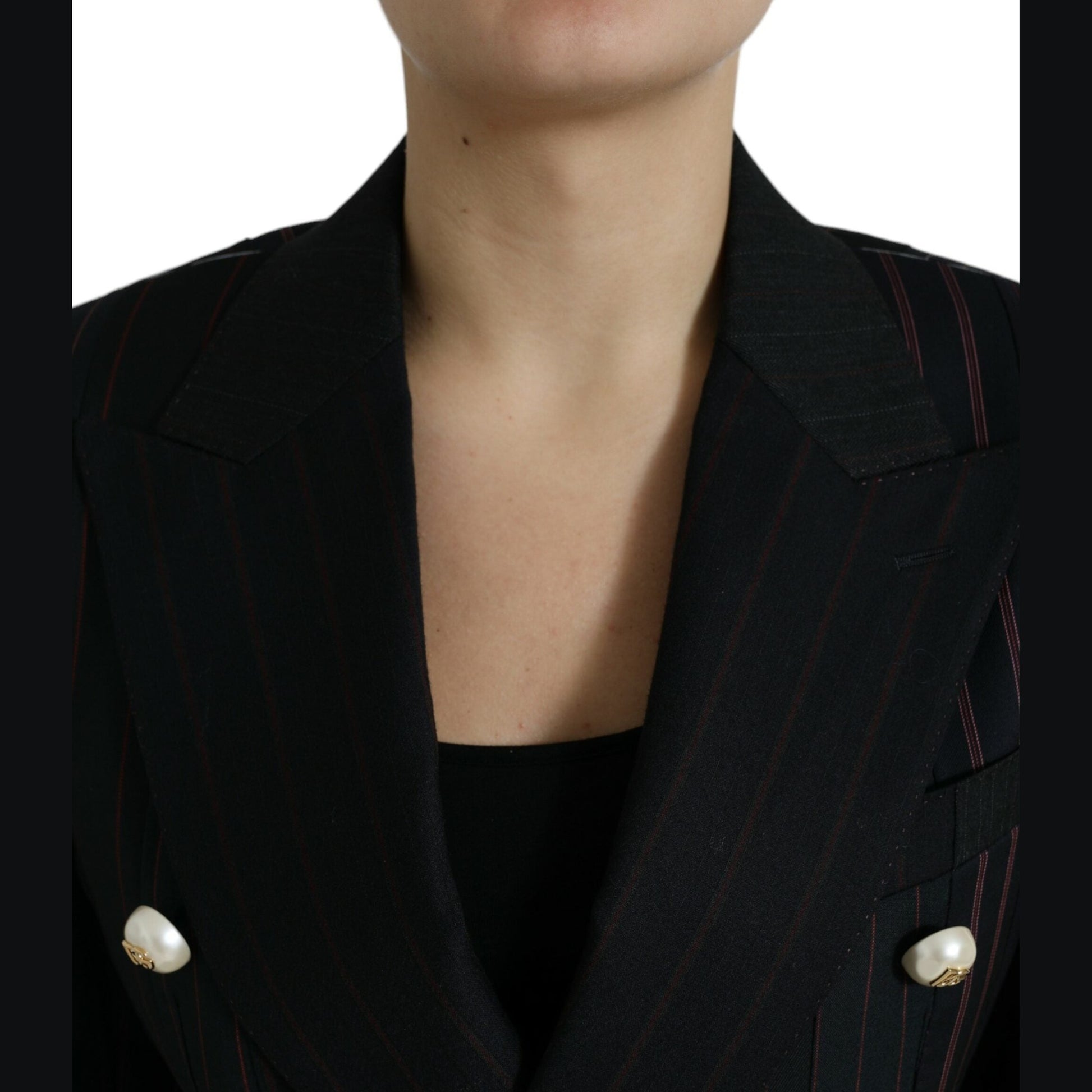 Dolce & Gabbana Black Striped SICILIA Double Breasted Jacket