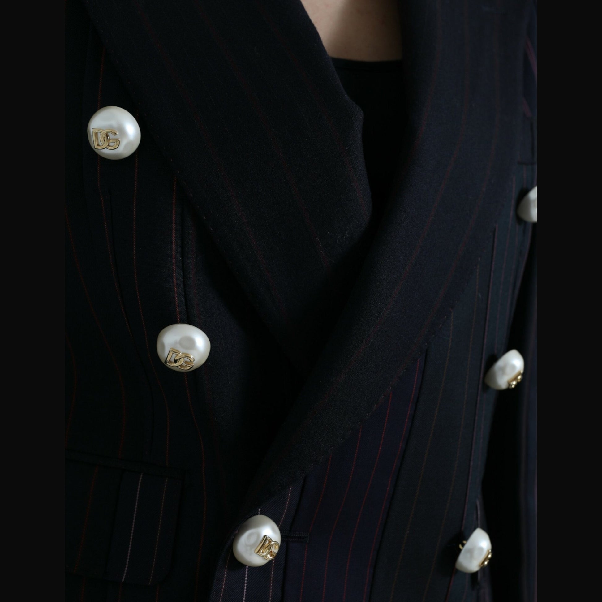 Dolce & Gabbana Black Striped SICILIA Double Breasted Jacket