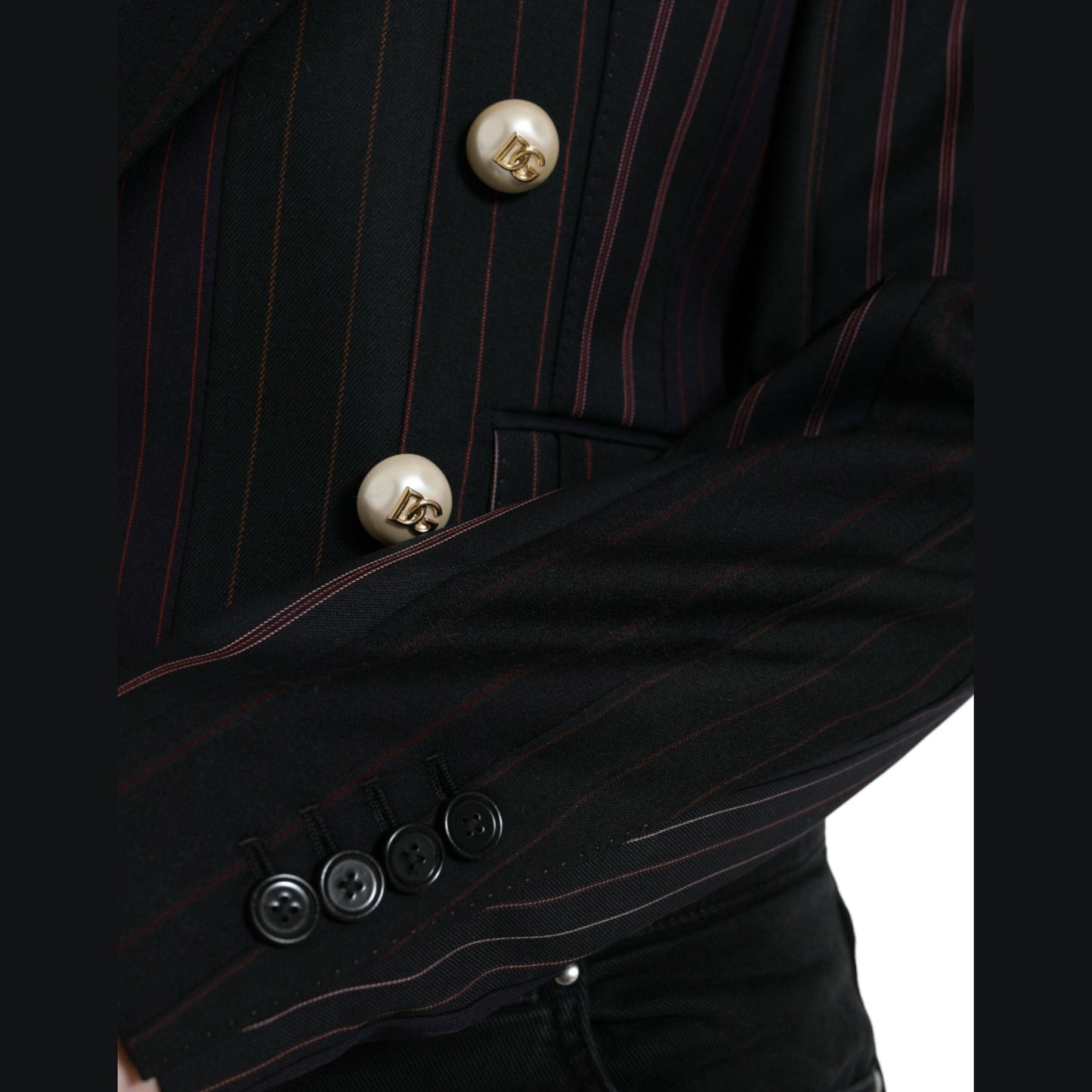 Dolce & Gabbana Black Striped SICILIA Double Breasted Jacket