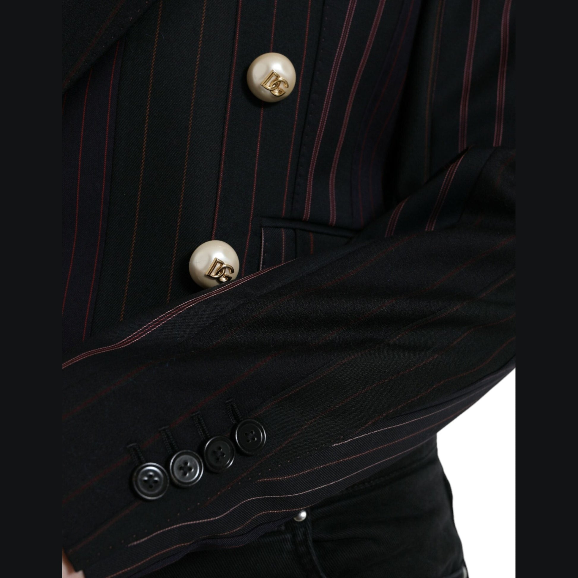 Dolce & Gabbana Black Striped SICILIA Double Breasted Jacket