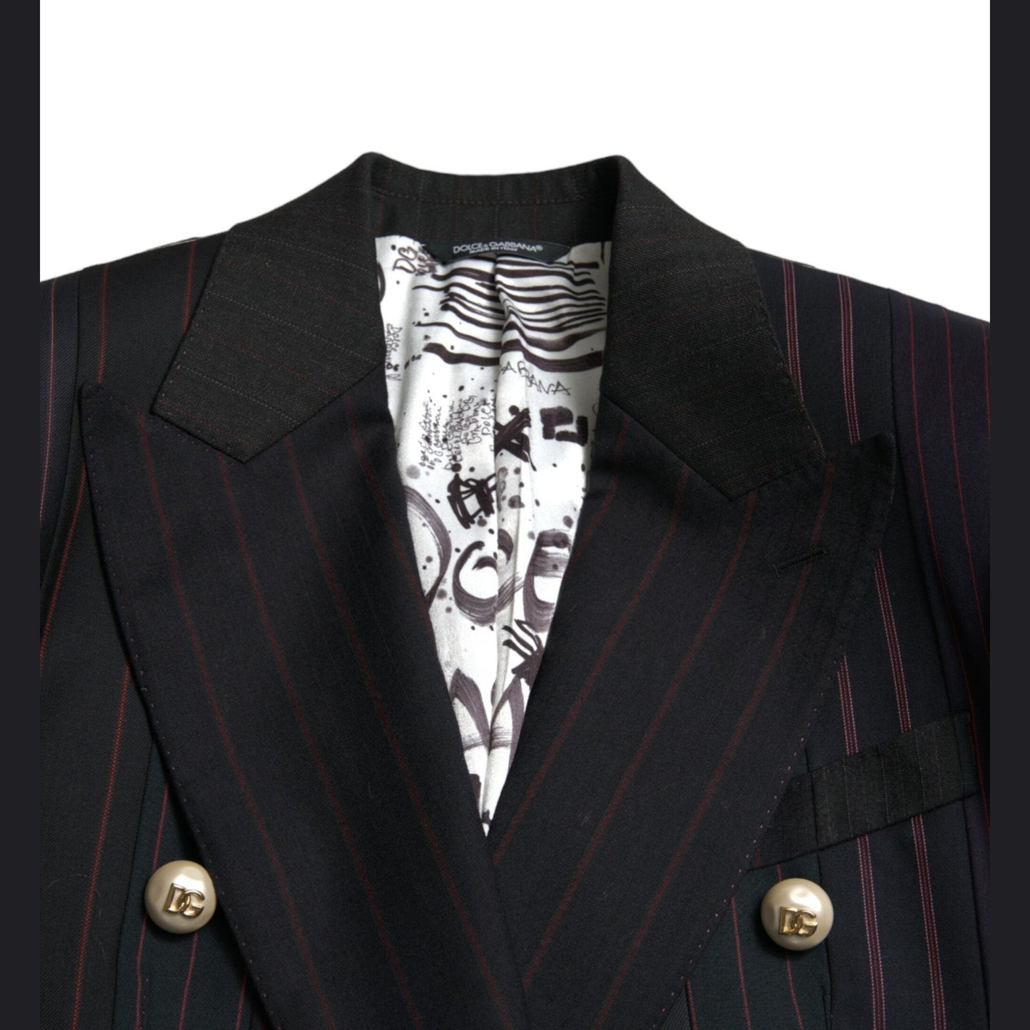 Dolce & Gabbana Black Striped SICILIA Double Breasted Jacket