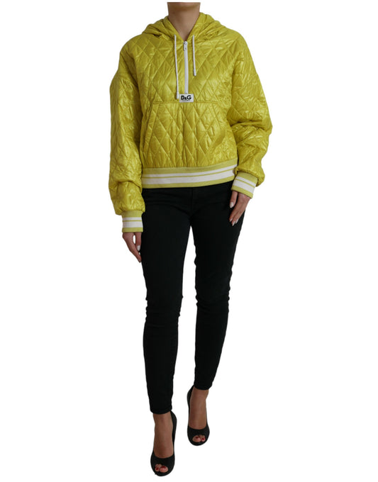 Dolce & Gabbana Yellow Nylon Quilted Hooded Pullover Jacket Dolce & Gabbana
