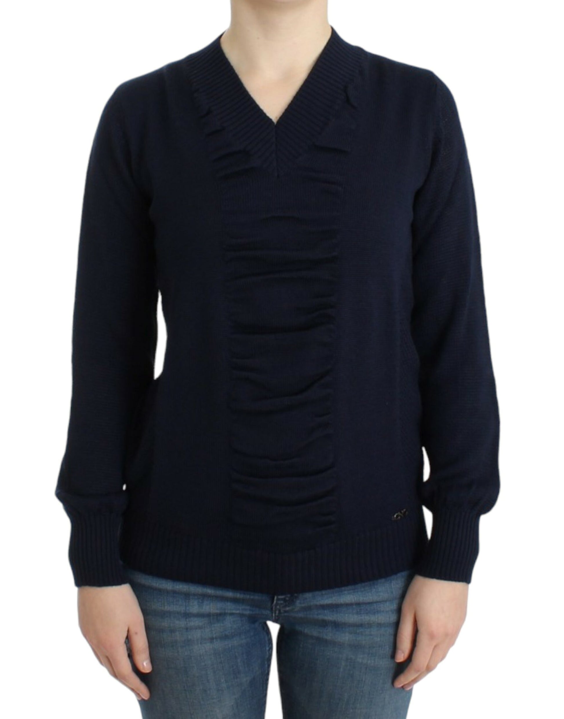 Costume National Dark blue V-neck wool sweater Costume National
