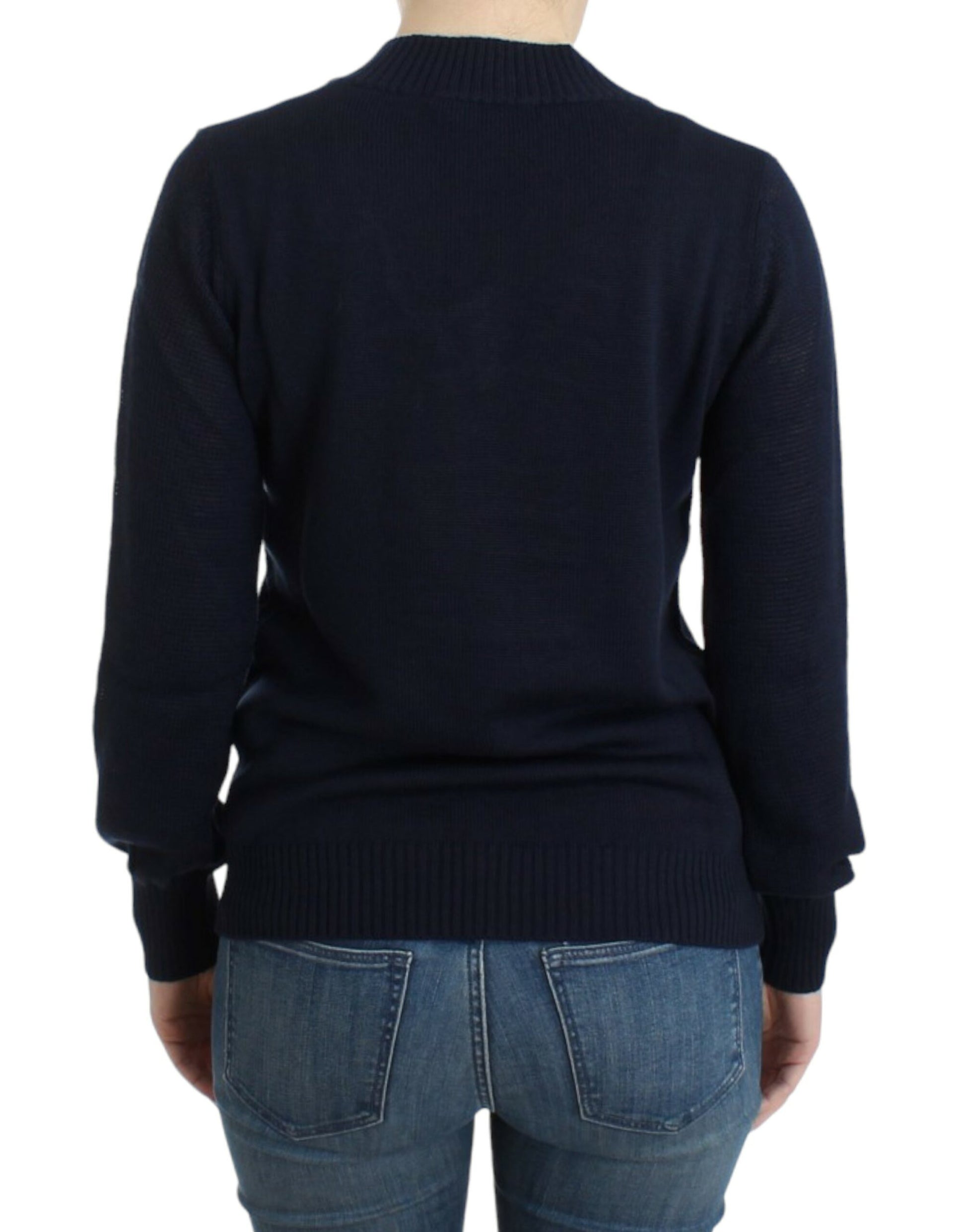 Costume National Dark blue V-neck wool sweater Costume National