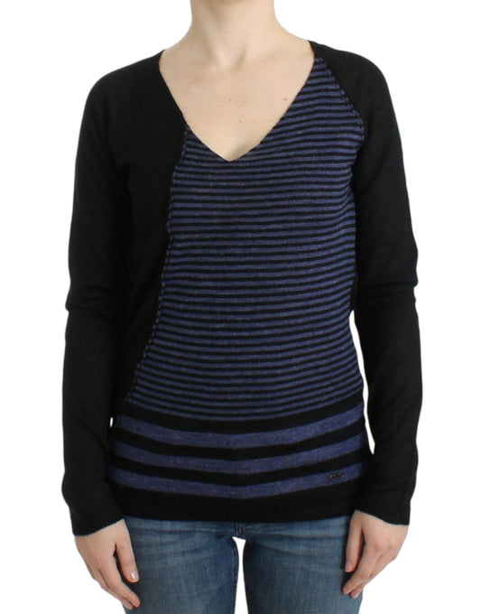 Costume National Black striped V-neck sweater Costume National