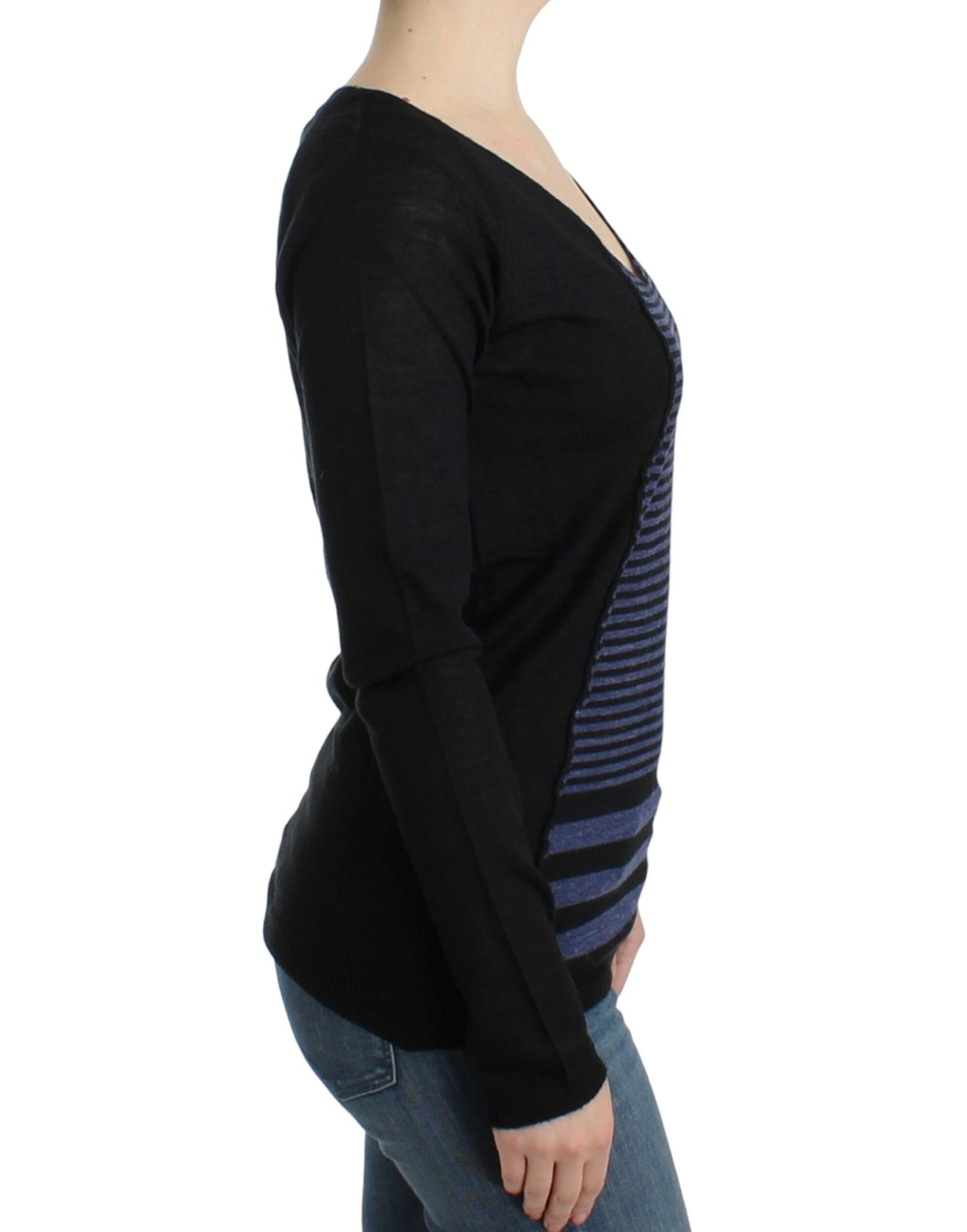 Costume National Black striped V-neck sweater Costume National