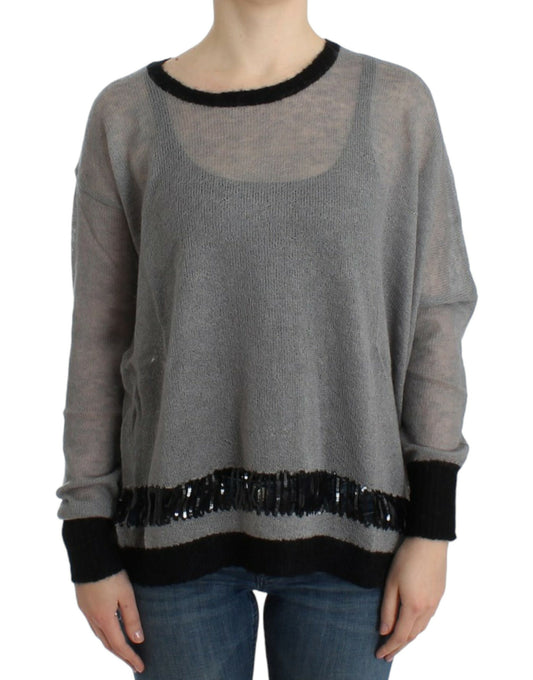 Costume National Gray embellished asymmetric sweater Costume National