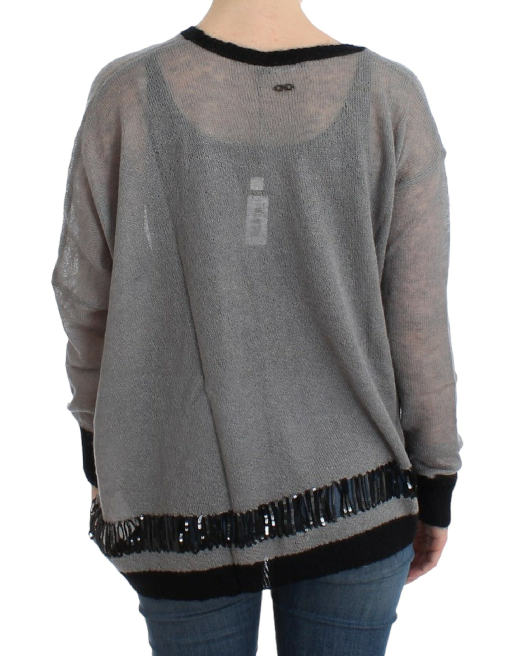 Costume National Gray embellished asymmetric sweater Costume National