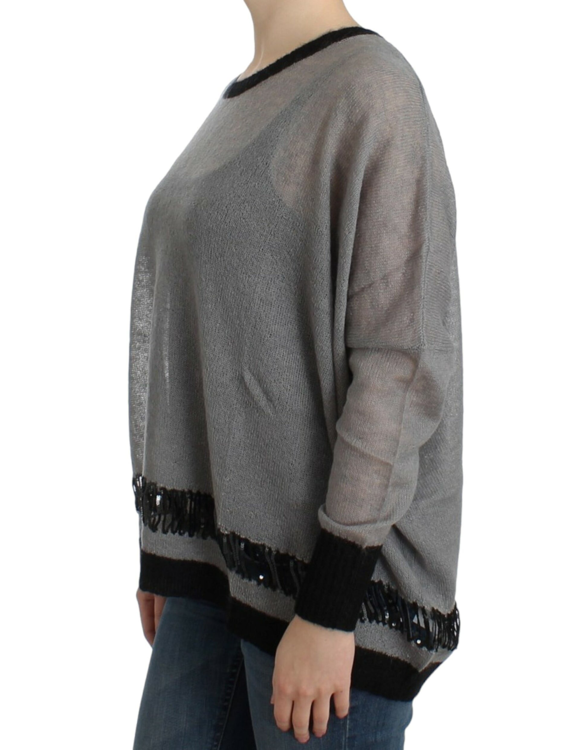 Costume National Gray embellished asymmetric sweater Costume National