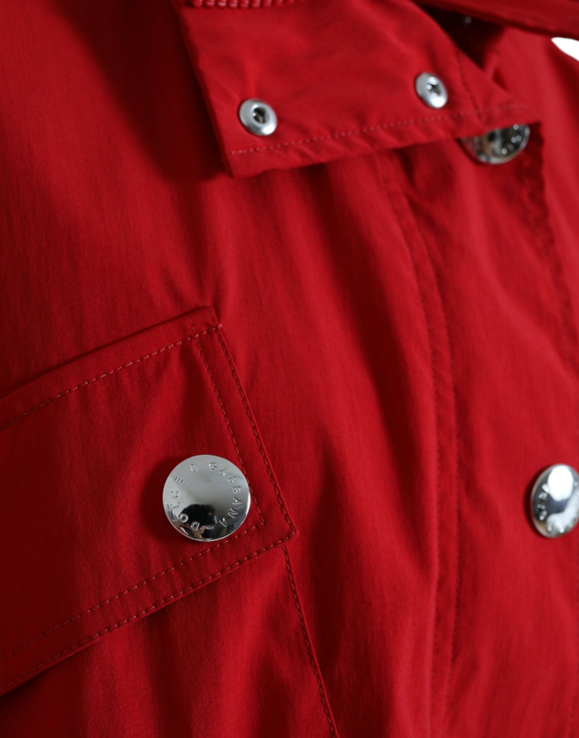 Dolce & Gabbana Red Polyester Hooded Button Rain Coat Jacket Dolce & Gabbana