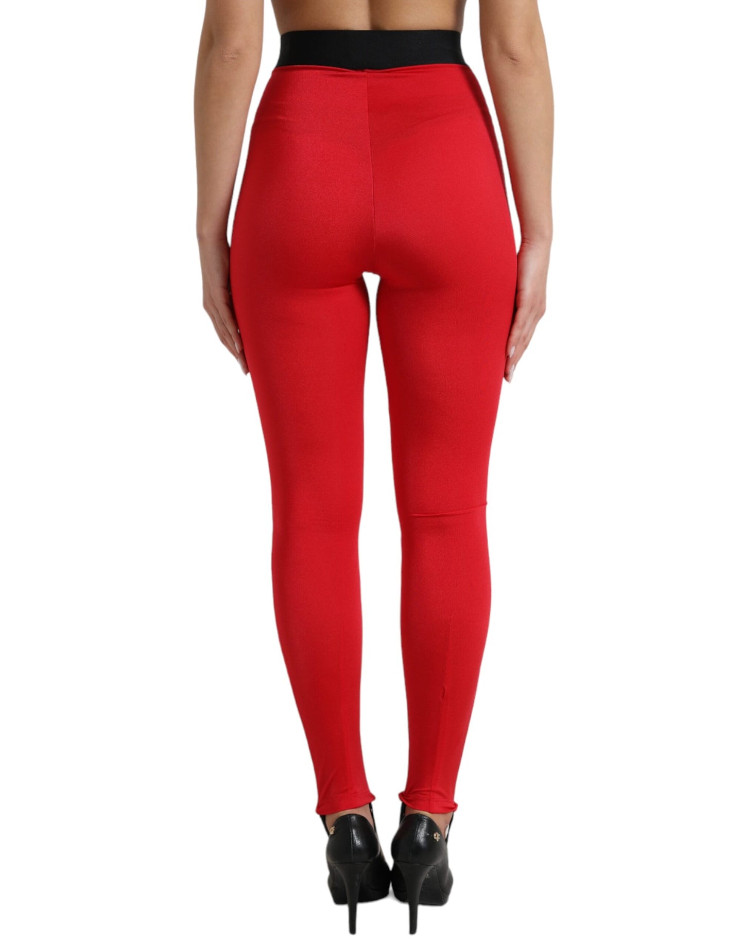 Dolce & Gabbana Red Nylon DG Logo Slim Leggings Pants Dolce & Gabbana