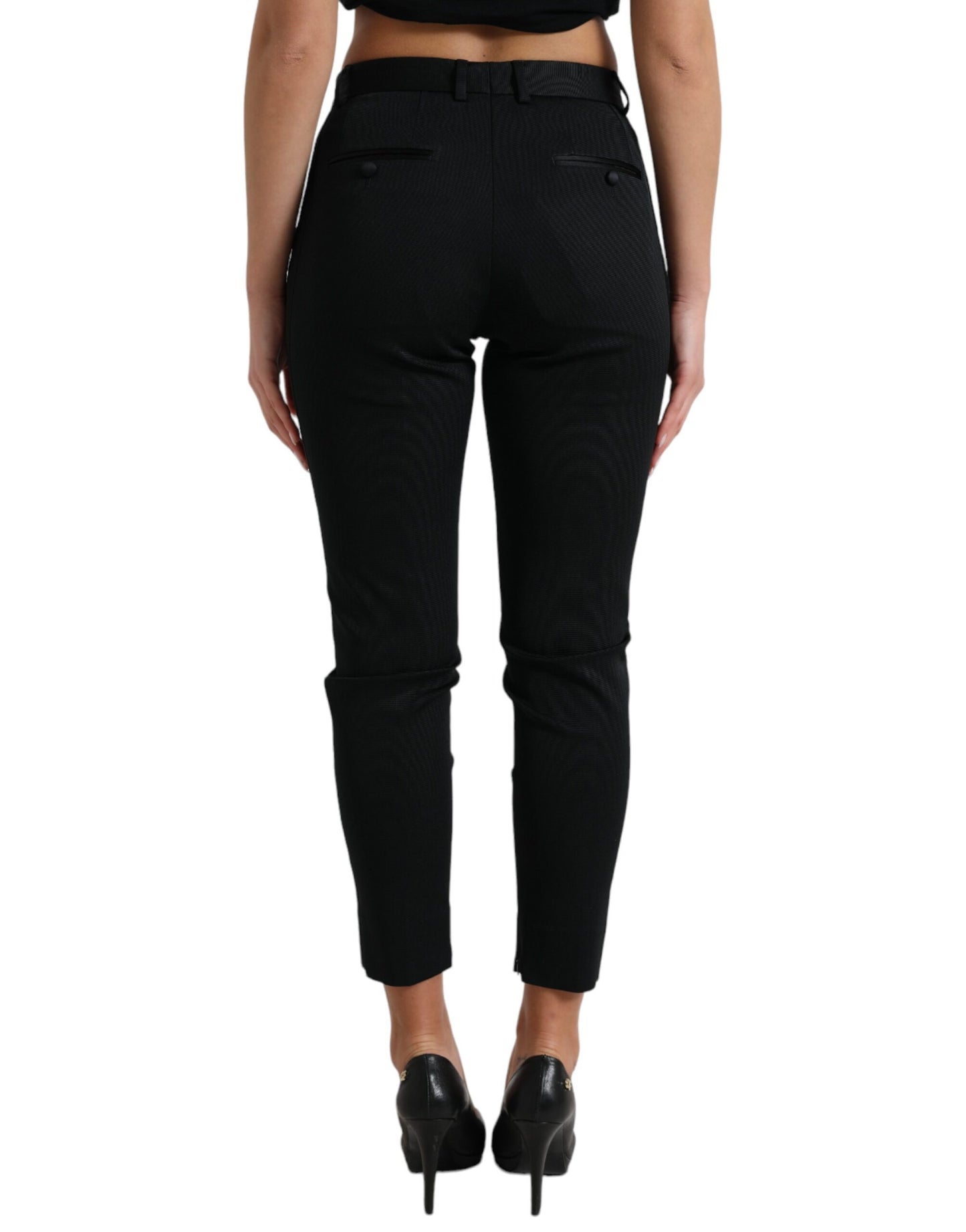Dolce & Gabbana Black Mid Waist Skinny Cropped Pants Dolce & Gabbana