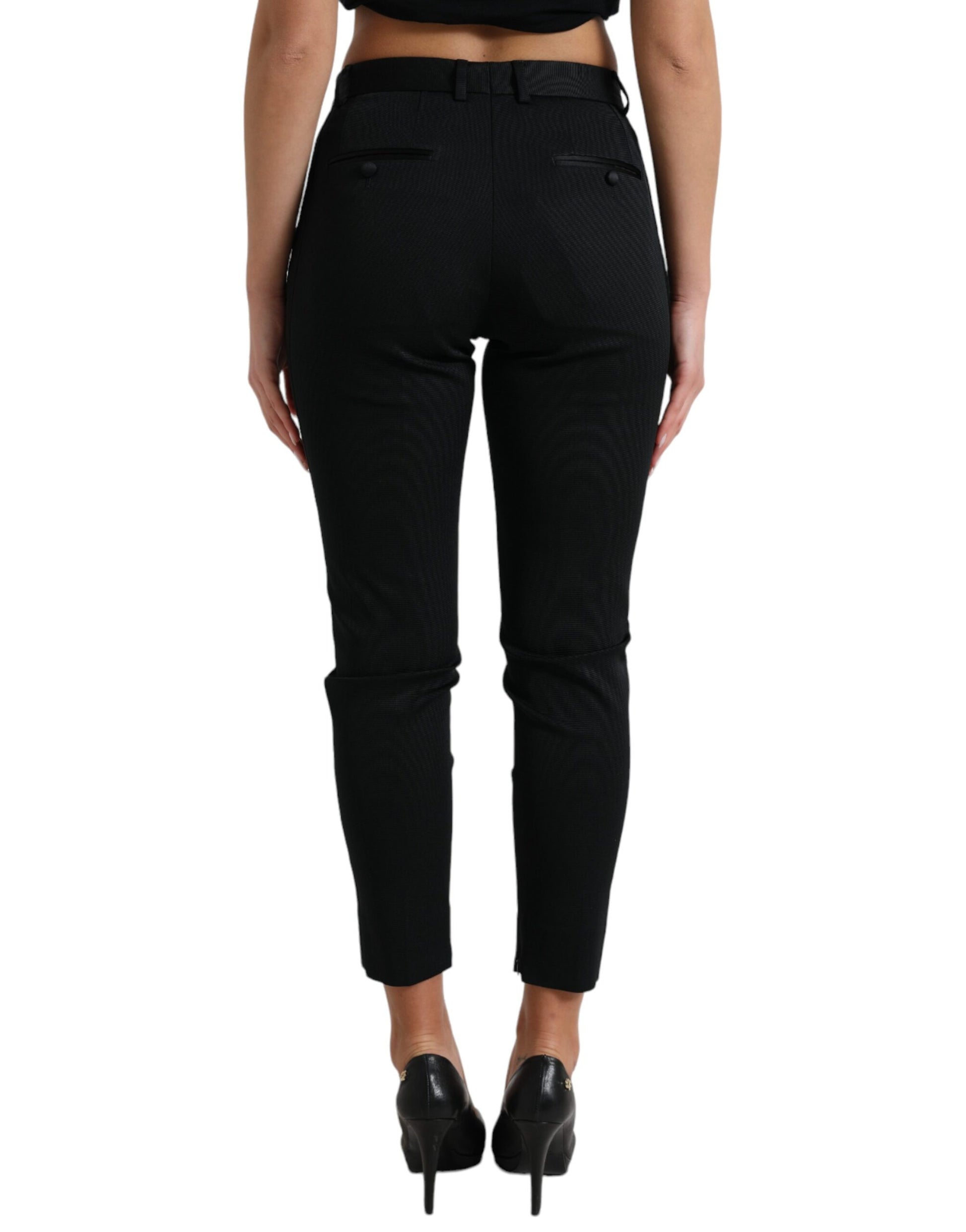 Dolce & Gabbana Black Mid Waist Skinny Cropped Pants Dolce & Gabbana