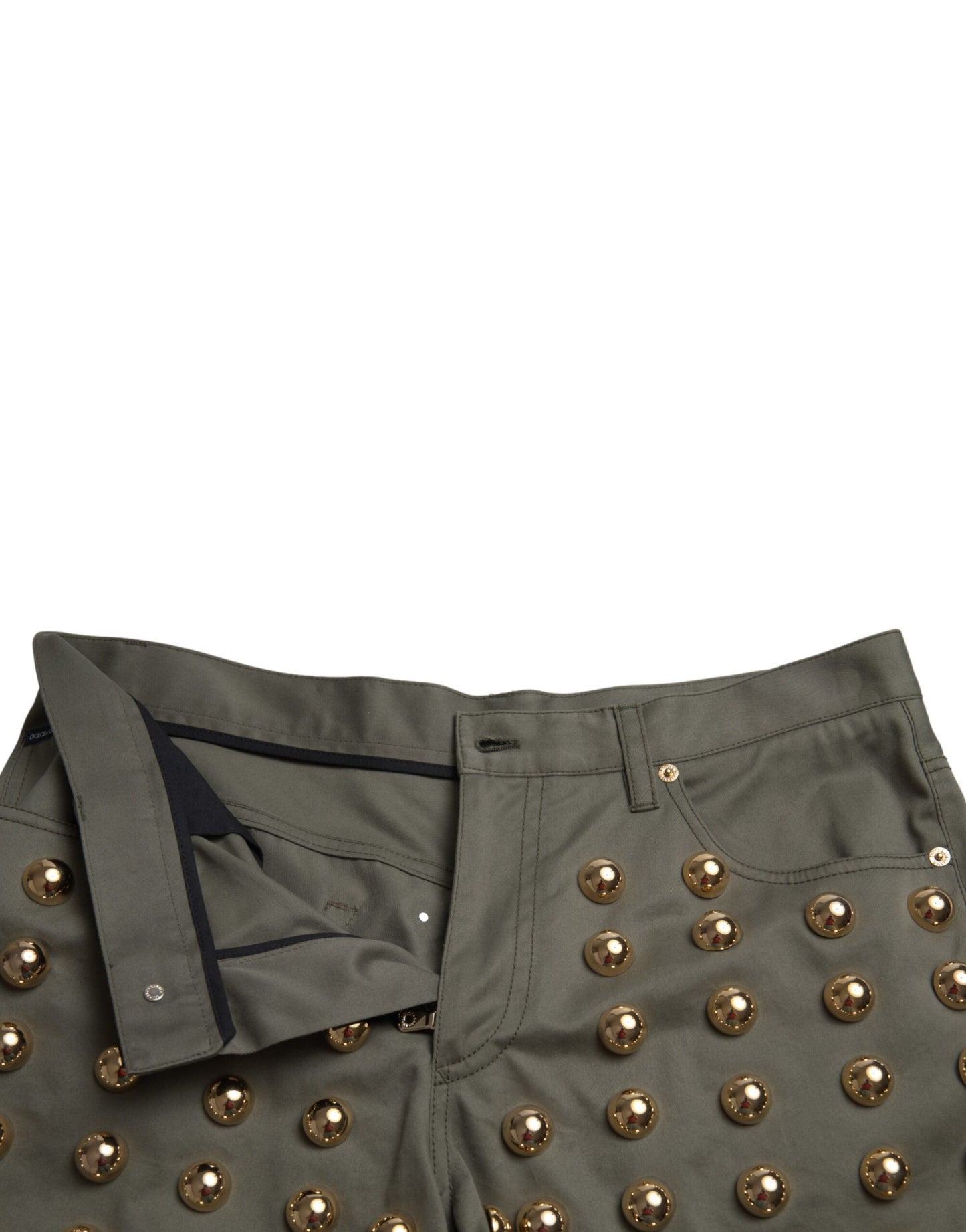 Dolce & Gabbana Green Embellished Cotton High Waist Hot Pants Shorts Dolce & Gabbana