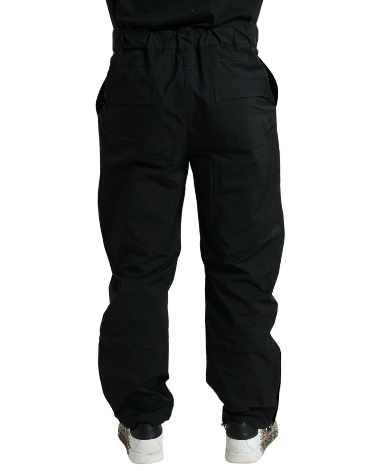 Dolce & Gabbana Black Polyester Logo Straight Pants Dolce & Gabbana