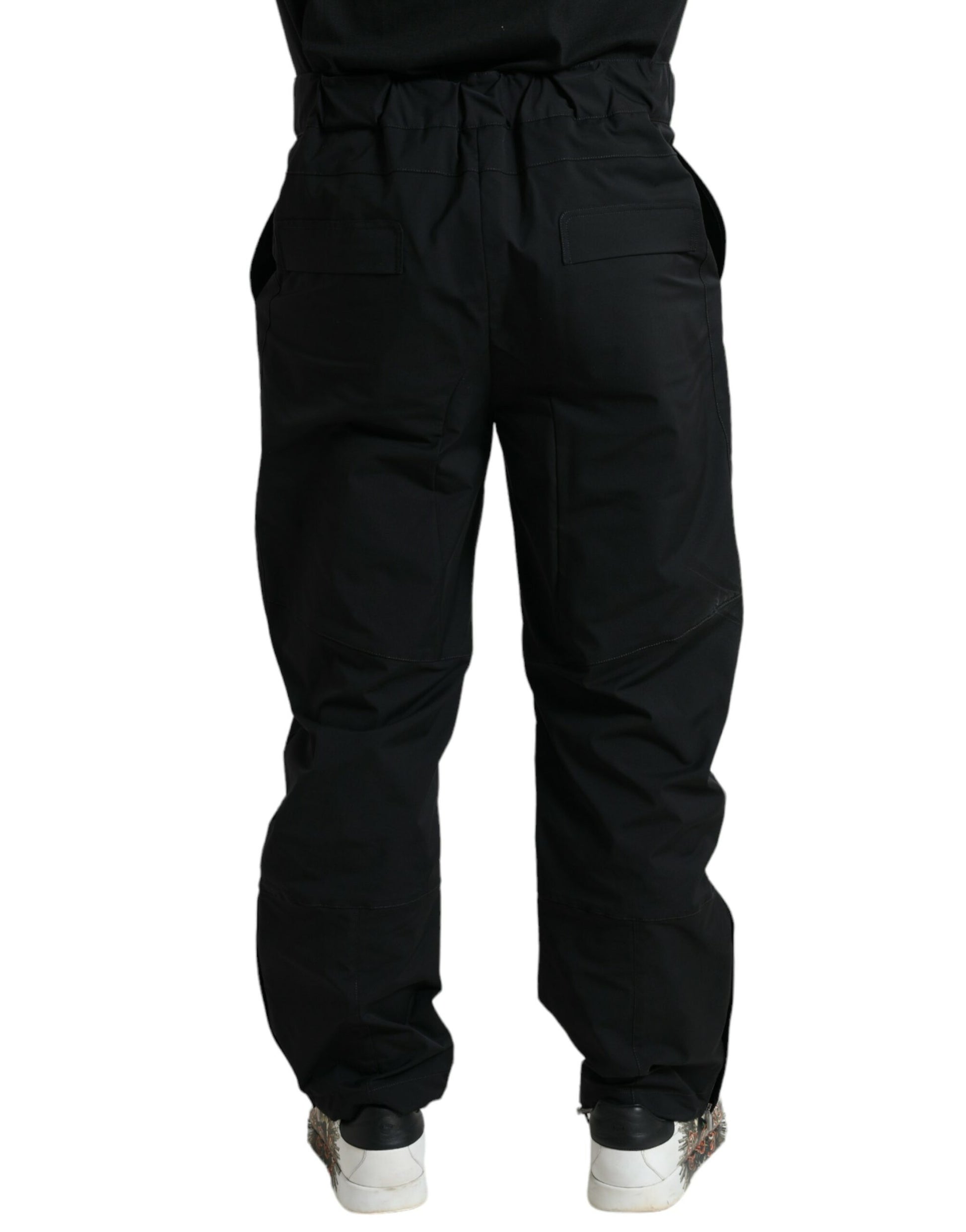 Dolce & Gabbana Black Polyester Logo Straight Pants Dolce & Gabbana