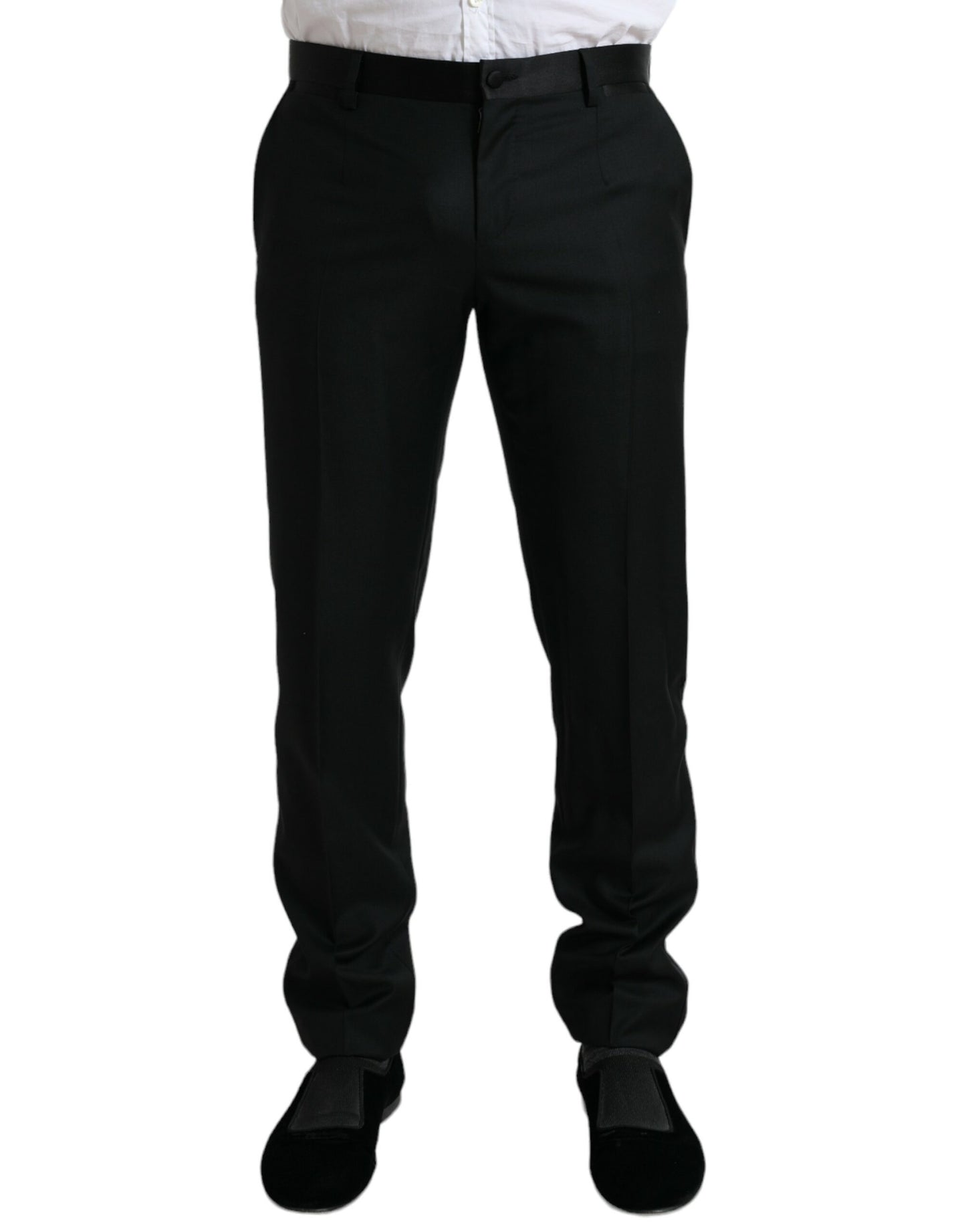 Dolce & Gabbana Black Wool Slim Fit Formal Trouser Dress Pants Dolce & Gabbana