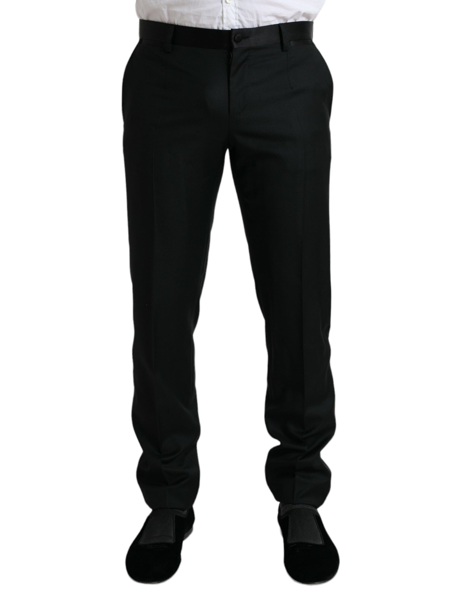 Dolce & Gabbana Black Wool Slim Fit Formal Trouser Dress Pants Dolce & Gabbana