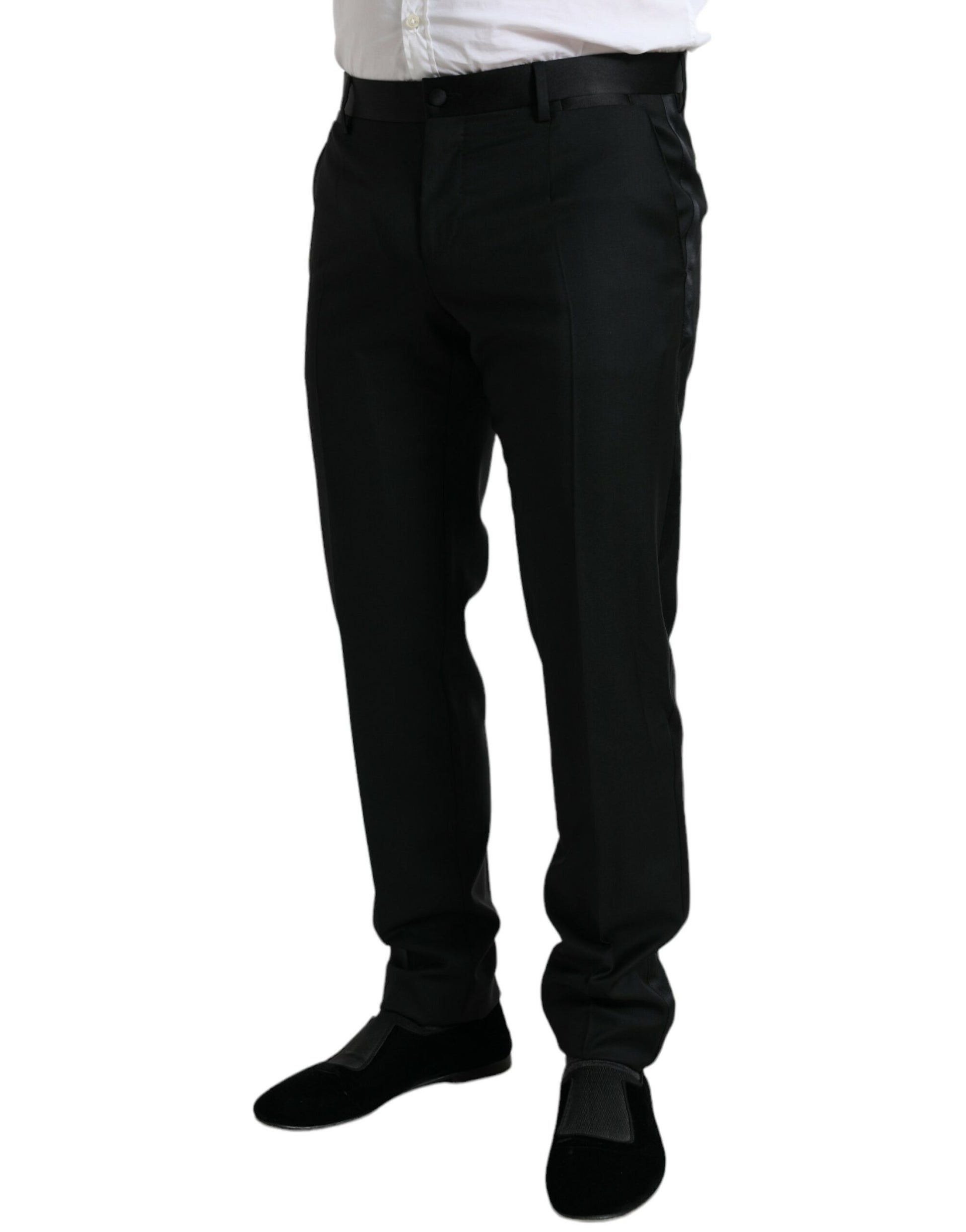 Dolce & Gabbana Black Wool Slim Fit Formal Trouser Dress Pants Dolce & Gabbana