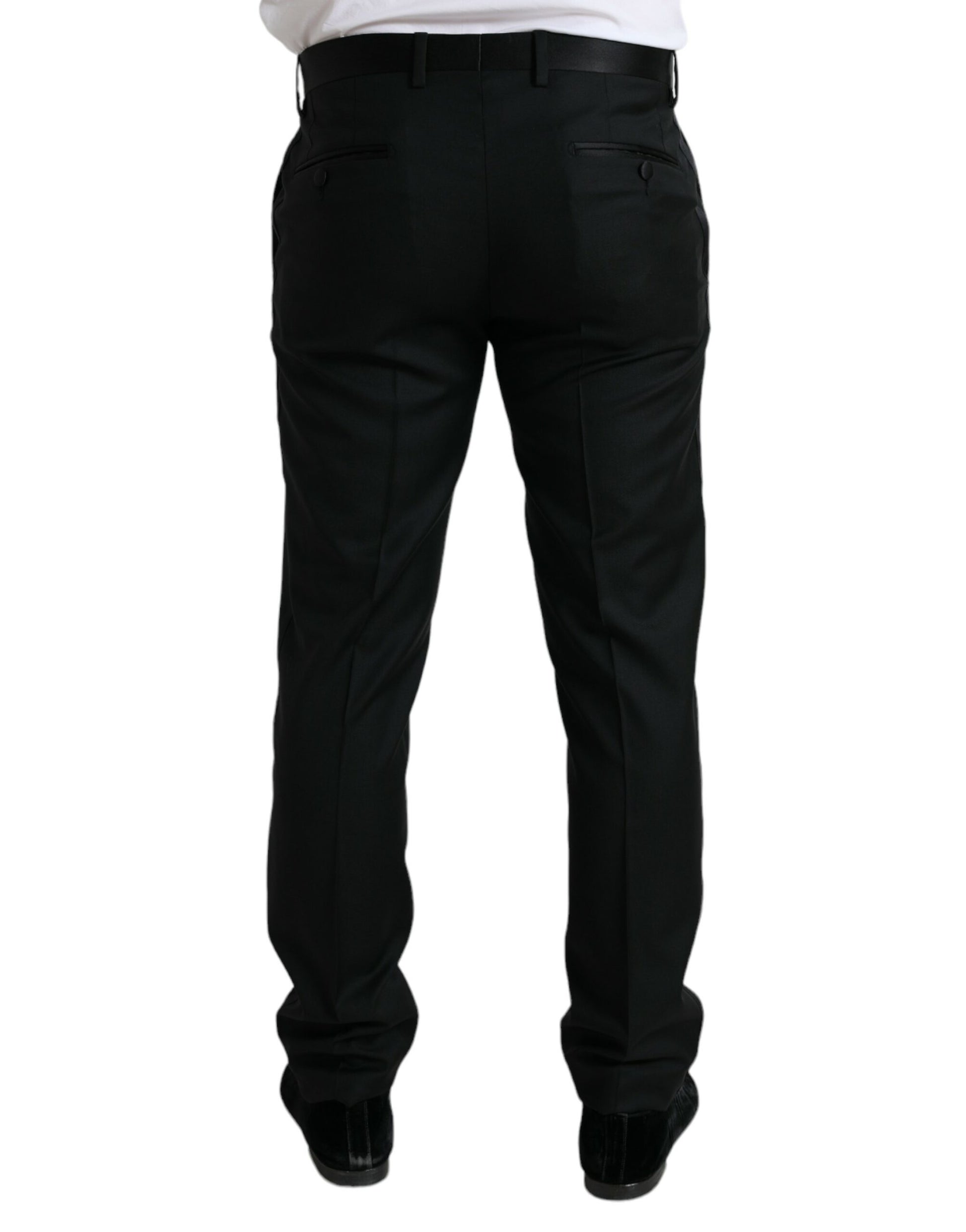 Dolce & Gabbana Black Wool Slim Fit Formal Trouser Dress Pants Dolce & Gabbana