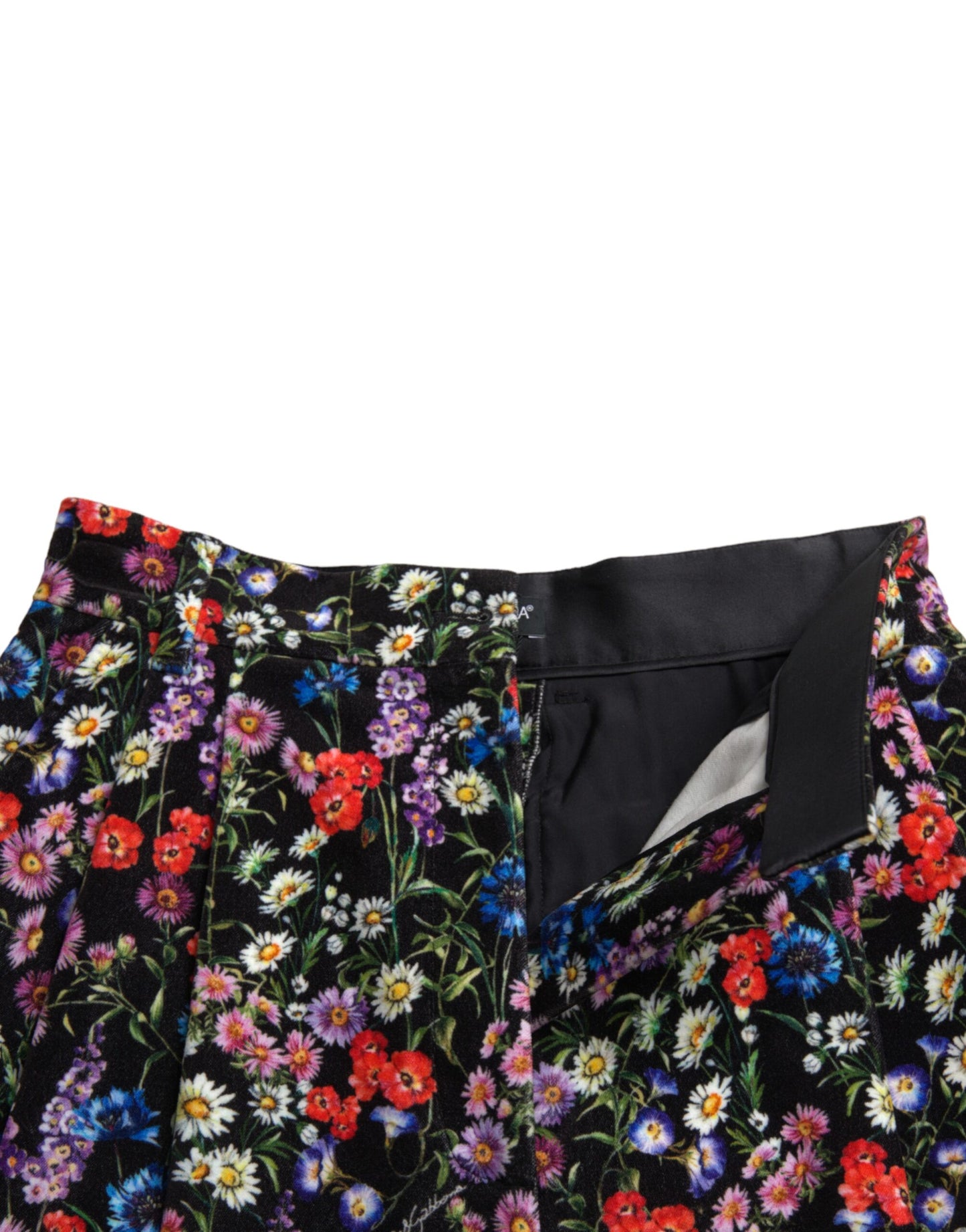 Dolce & Gabbana Black Floral High Waist Hot Pants Shorts Dolce & Gabbana