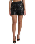 Black Dolce & Gabbana high waist hot pants shorts with embellished details and a sleek, stylish fit.