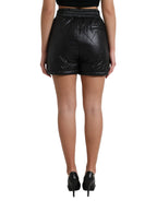 Black Dolce & Gabbana high waist hot pants shorts with embellished details and a fitted design, styled for a bold fashion statement.