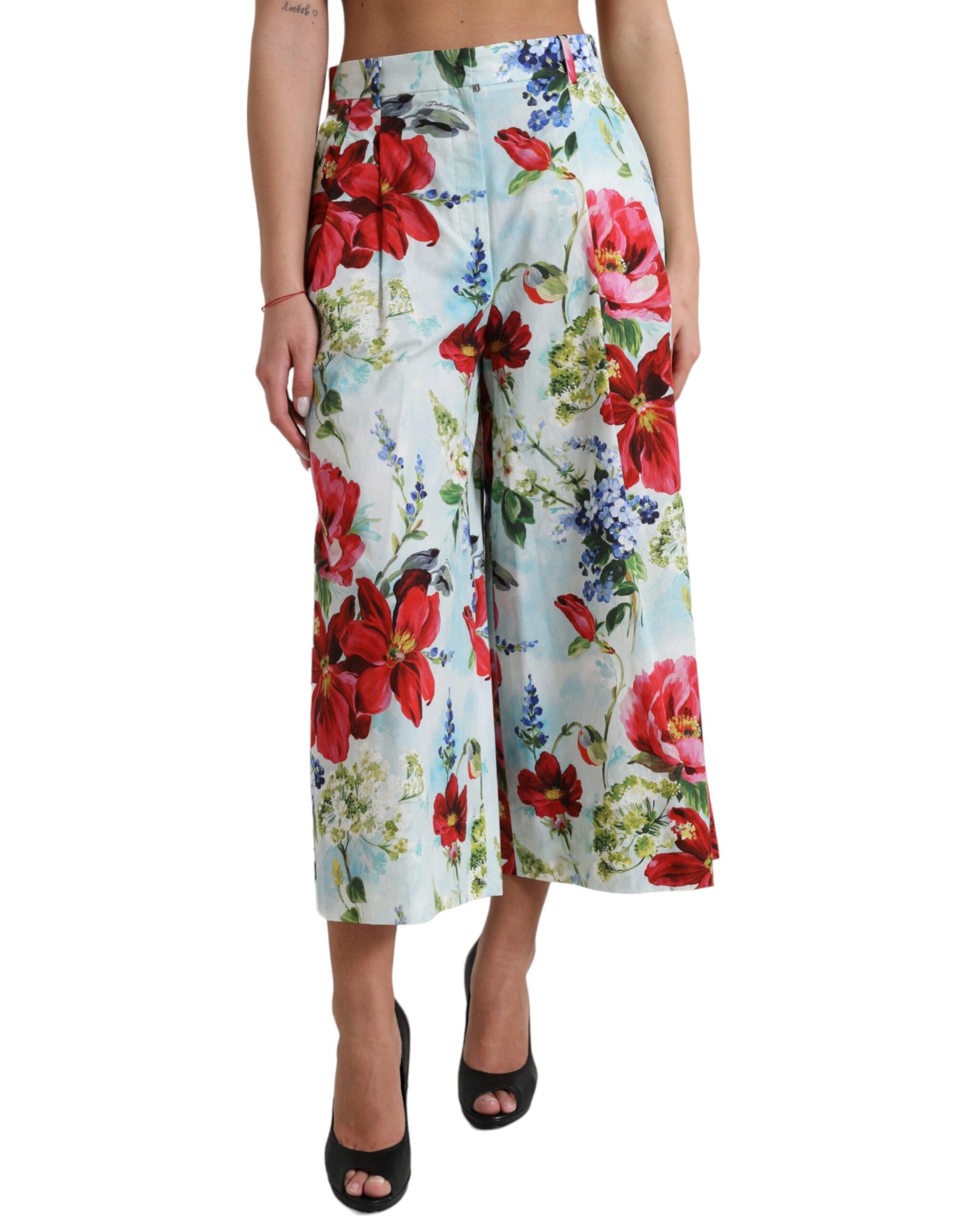 Dolce & Gabbana Multicolor Floral High Waist Wide Leg Pants Dolce & Gabbana
