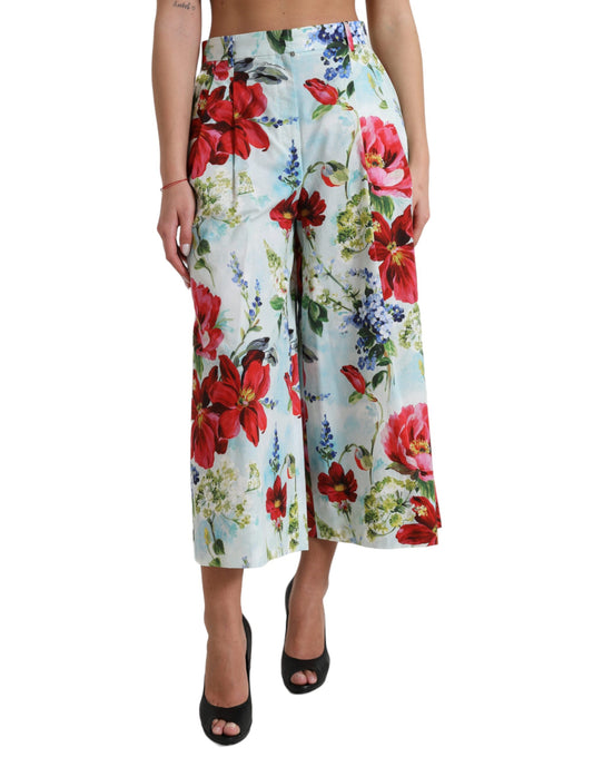 Dolce & Gabbana Multicolor Floral High Waist Wide Leg Pants Dolce & Gabbana