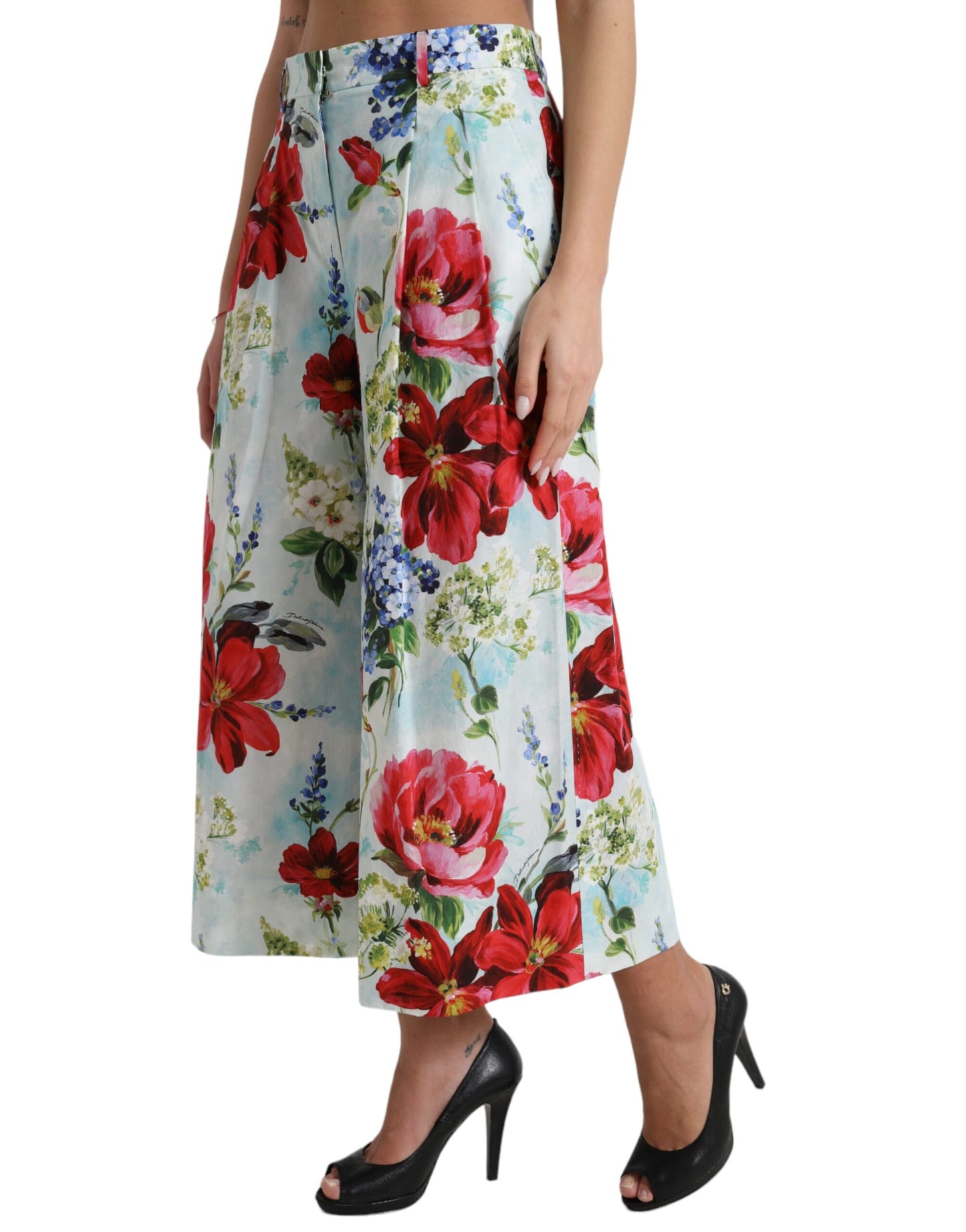 Dolce & Gabbana Multicolor Floral High Waist Wide Leg Pants Dolce & Gabbana