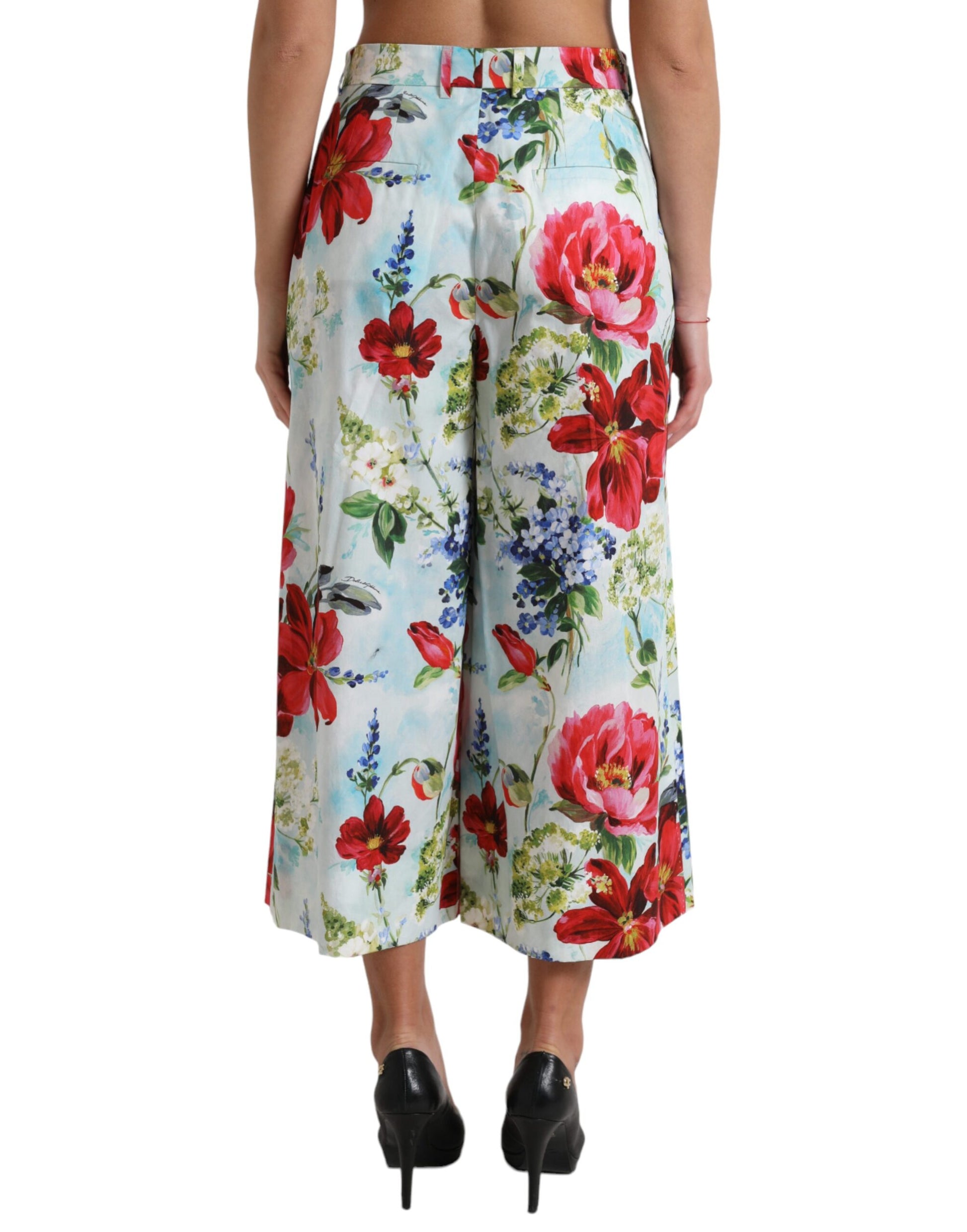 Dolce & Gabbana Multicolor Floral High Waist Wide Leg Pants Dolce & Gabbana