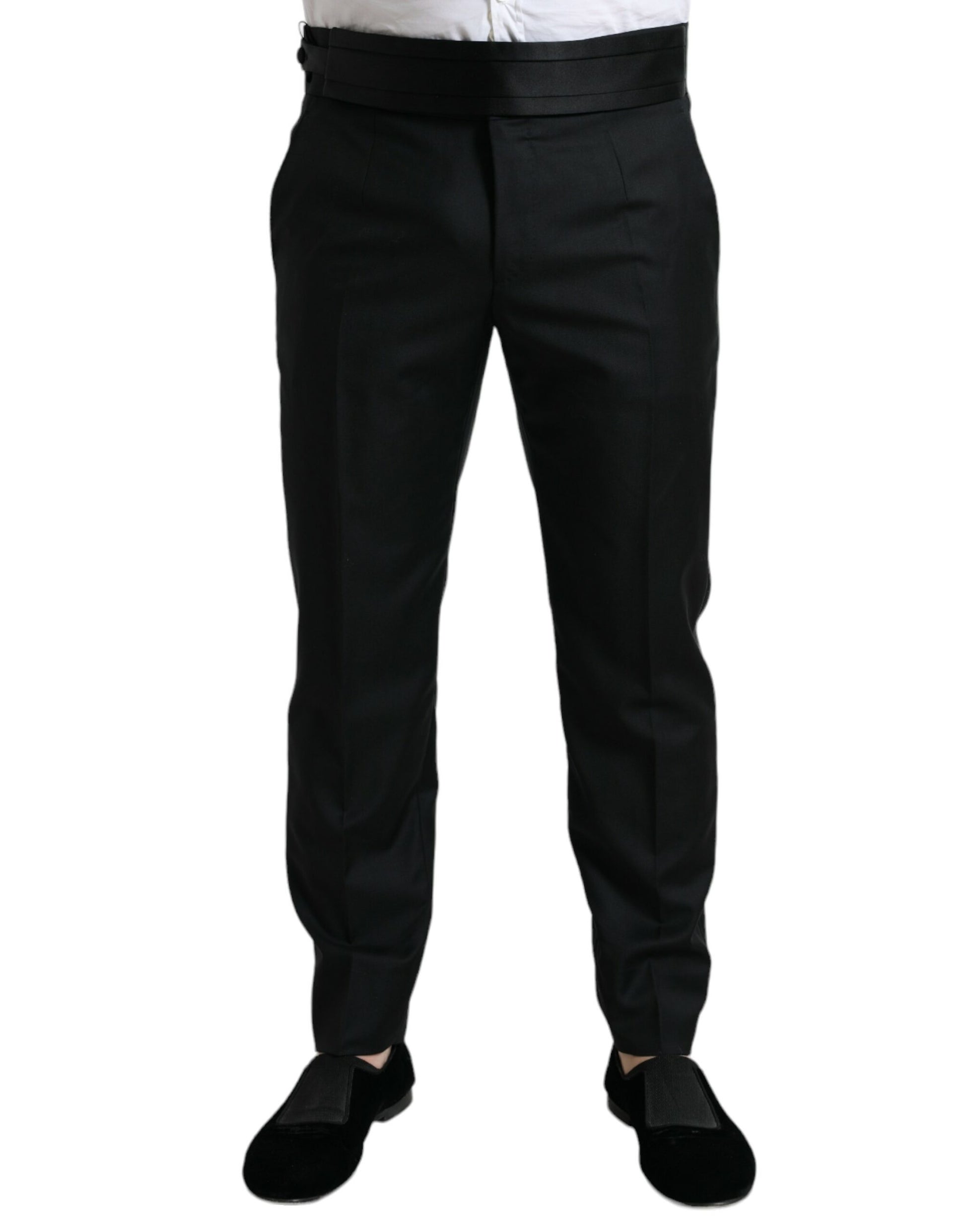 Dolce & Gabbana Black Wool Slim Fit Formal Trouser Dress Pants Dolce & Gabbana