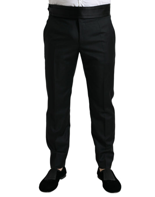 Dolce & Gabbana Black Wool Slim Fit Formal Trouser Dress Pants Dolce & Gabbana