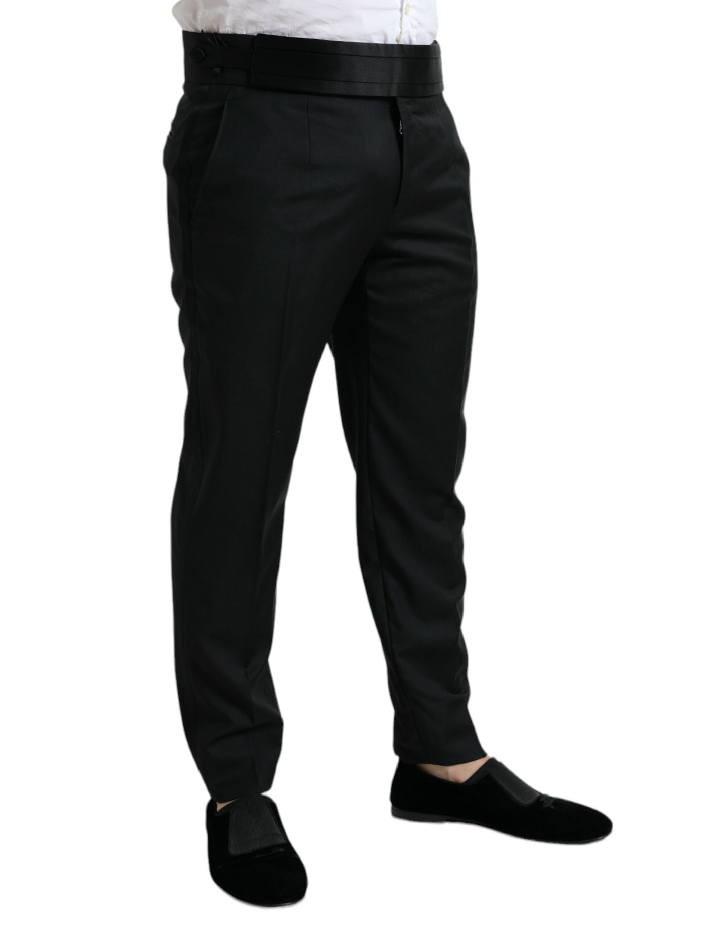 Dolce & Gabbana Black Wool Slim Fit Formal Trouser Dress Pants Dolce & Gabbana