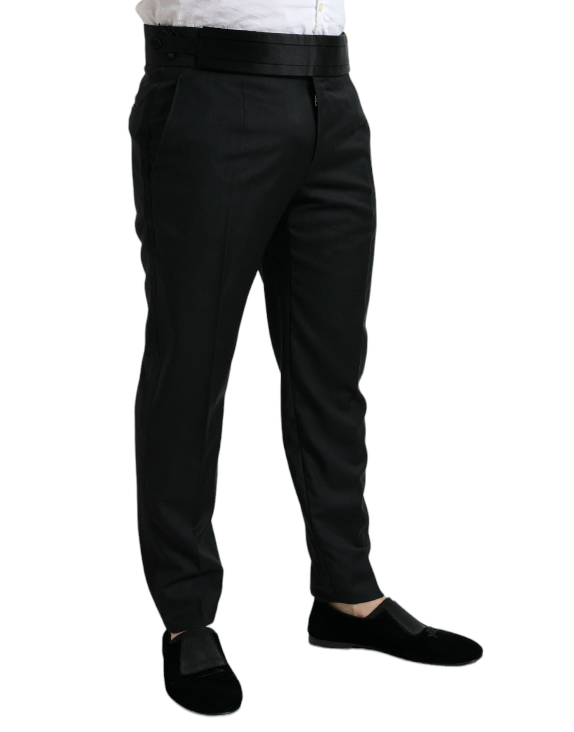 Dolce & Gabbana Black Wool Slim Fit Formal Trouser Dress Pants Dolce & Gabbana