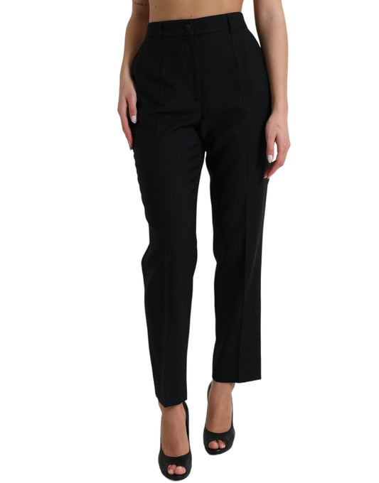 Dolce & Gabbana Black Wool High Waist Straight Pants Dolce & Gabbana