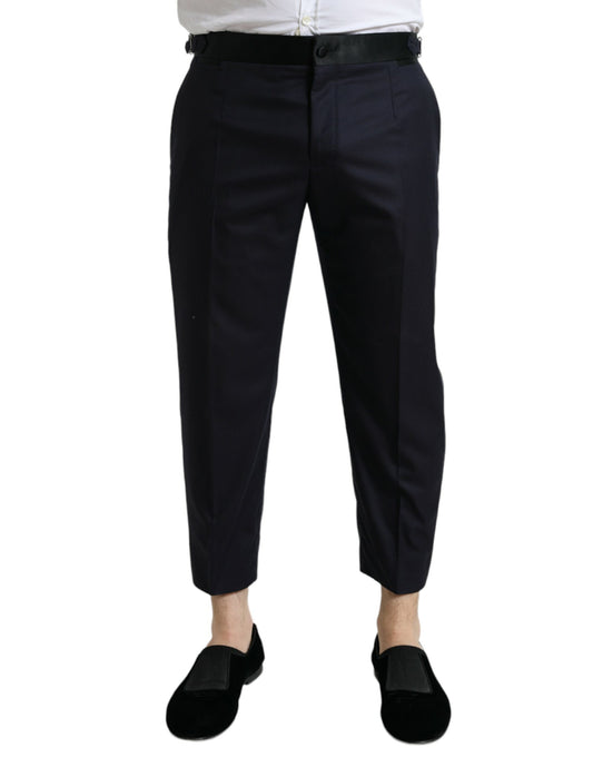 Dolce & Gabbana Blue Wool Cropped Tapered Pants Dolce & Gabbana