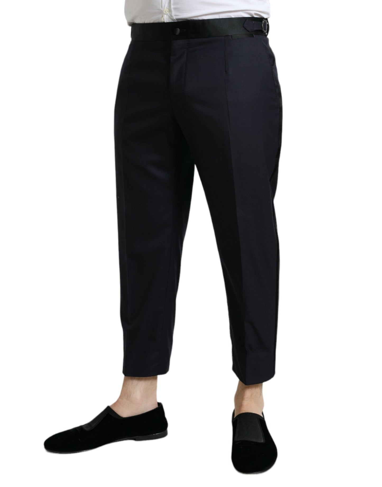 Dolce & Gabbana Blue Wool Cropped Tapered Pants Dolce & Gabbana