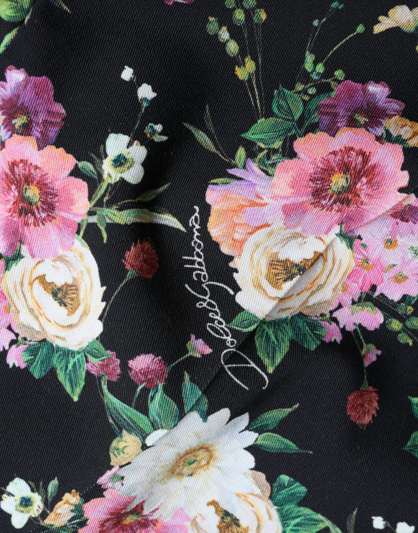 Dolce & Gabbana Black Floral Wool High Waist Wide Leg Pants Dolce & Gabbana